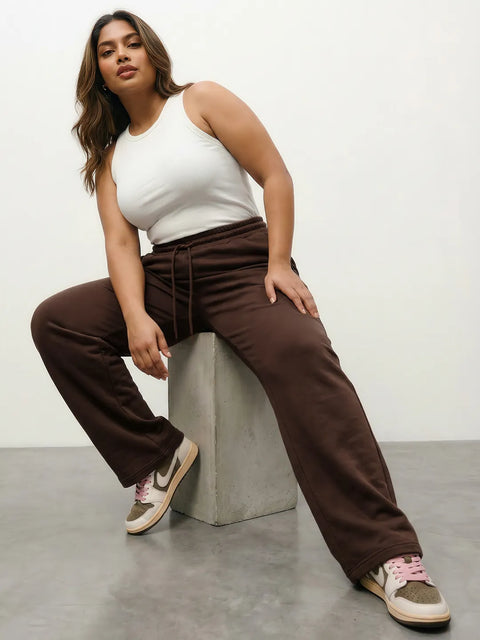 Brown Straight-Fit Joggers