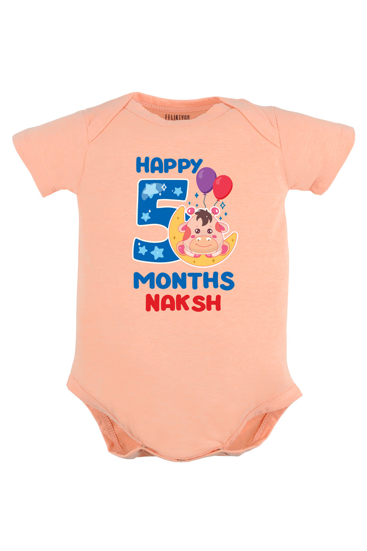 Five Month Milestone Baby Romper | Onesies - Giraffe w/ Custom Name