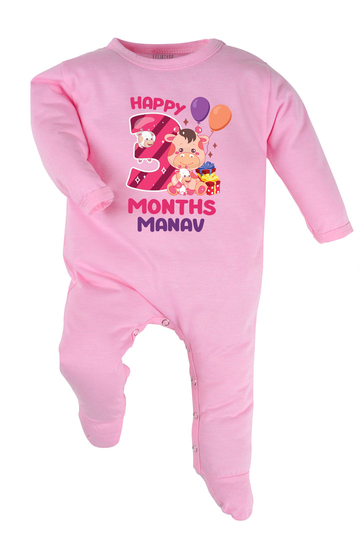Three Months Milestone Baby Romper | Onesies - Giraffe w/ Custom Name