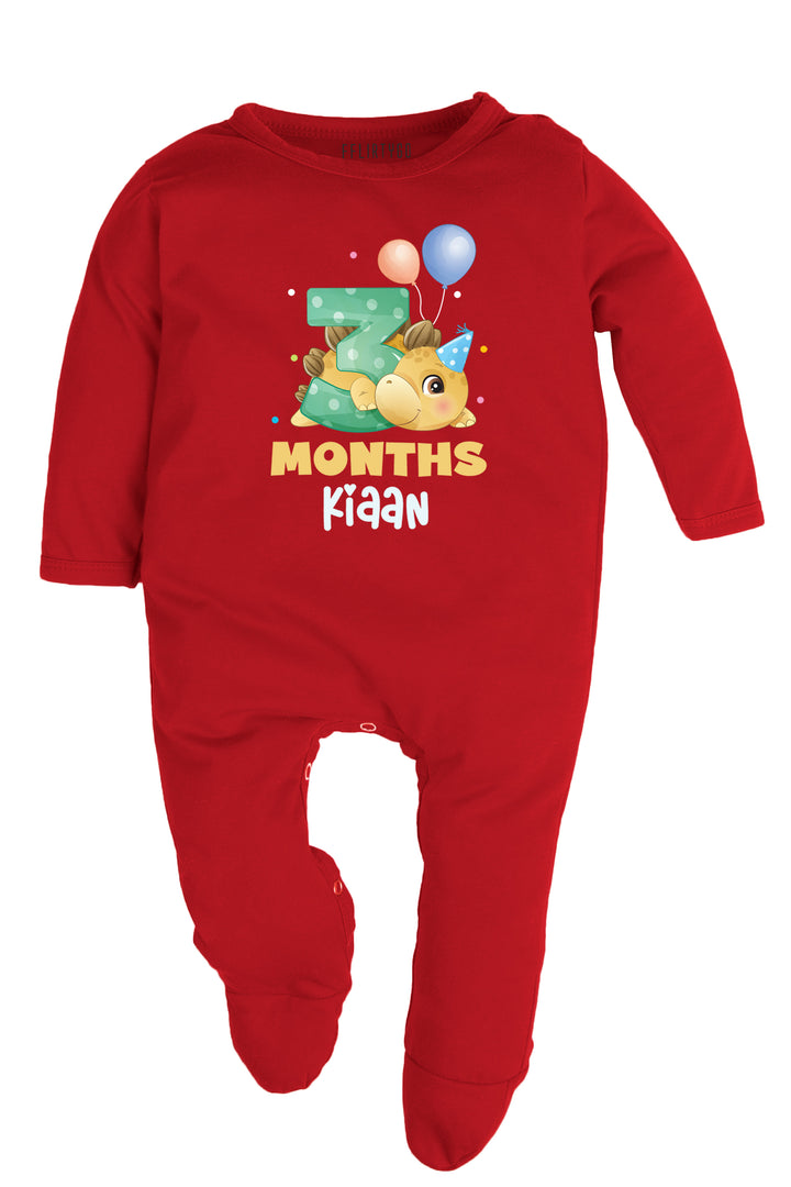 Three Month Milestone Baby Romper | Onesies - Dino w/ Custom Name