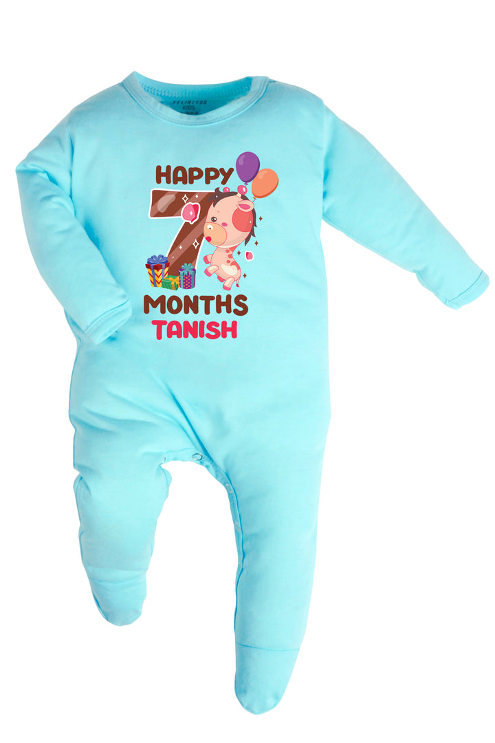 Seven Month Milestone Baby Romper | Onesies - Giraffe w/ Custom Name