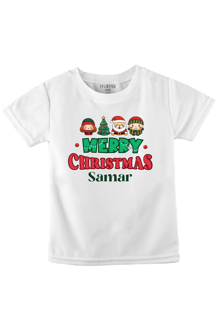 Merry Christmas Kids T Shirt w/ Custom Name