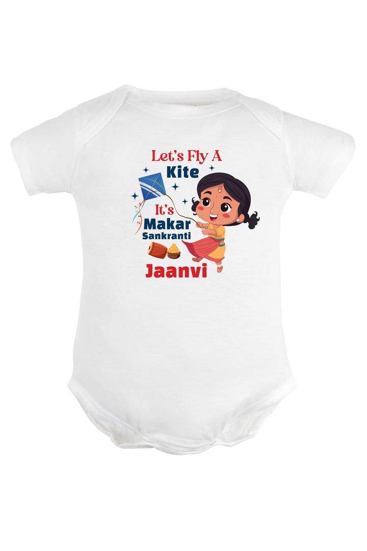 Let's Fly a Kite it's Makar Sankranti Baby Romper | Onesies w/ Custom Name