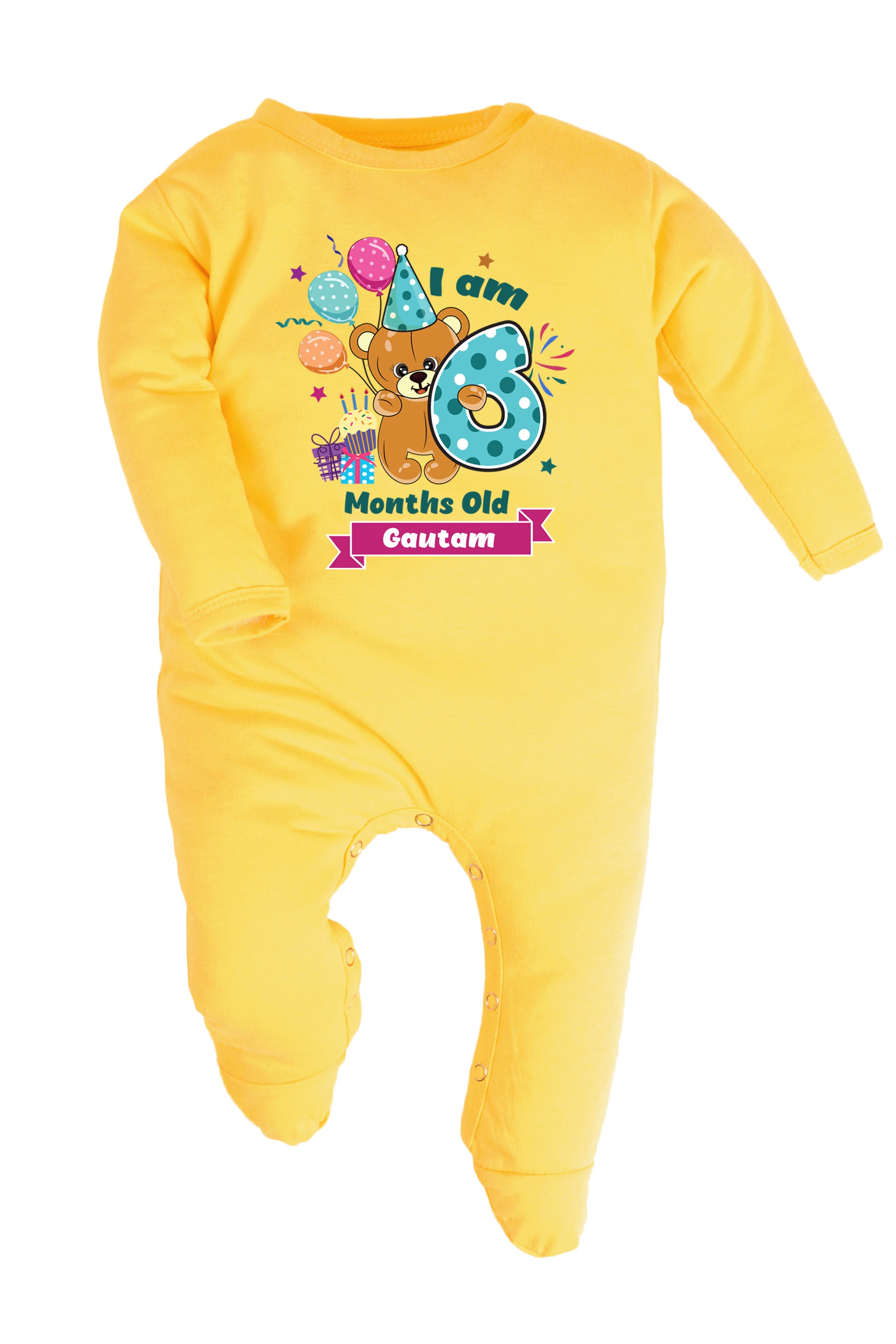Six Month Milestone Baby Romper Onesies Birthday Teddy w