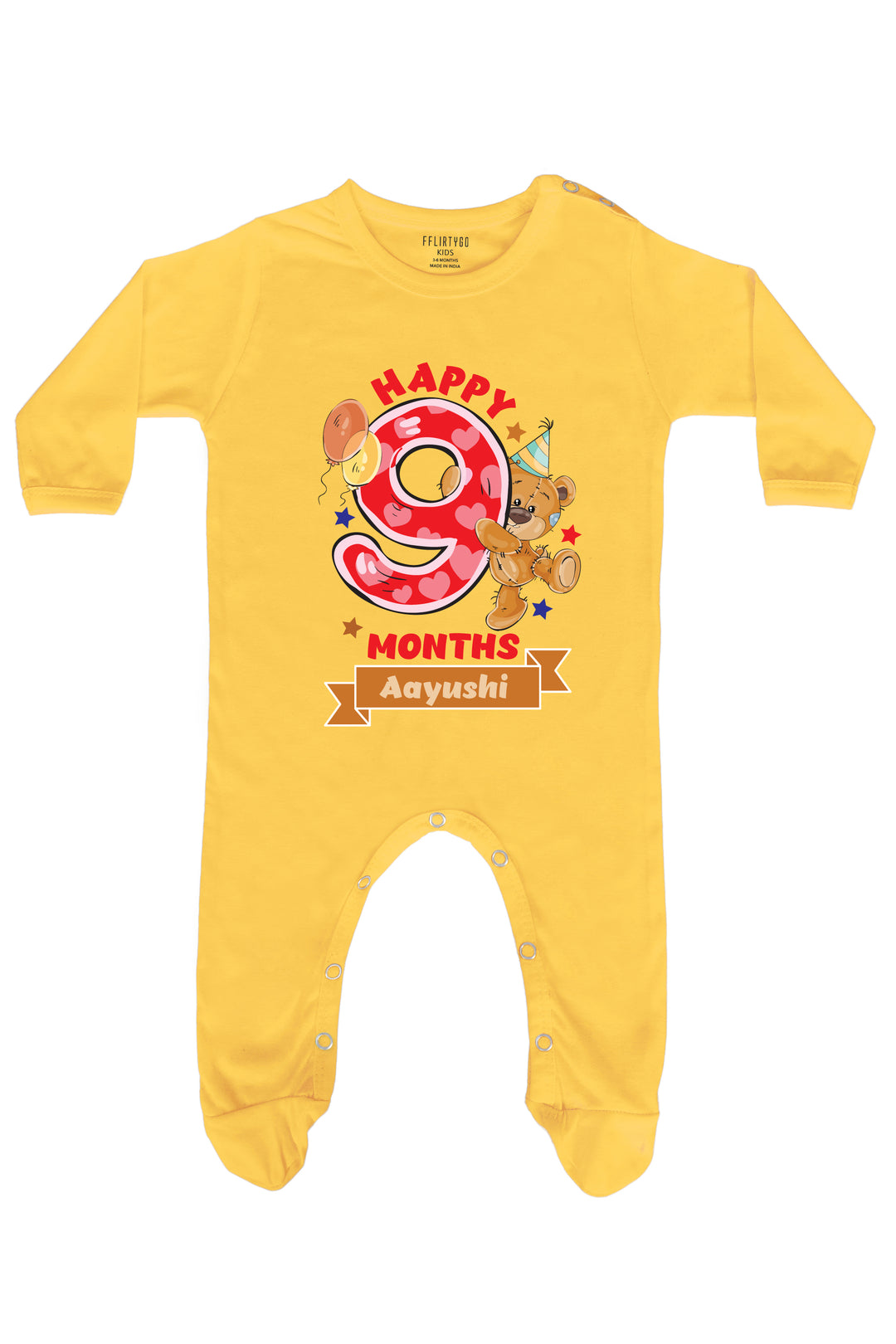 Happy Nine Months Milestone Baby Romper | Onesies w/ Custom Name
