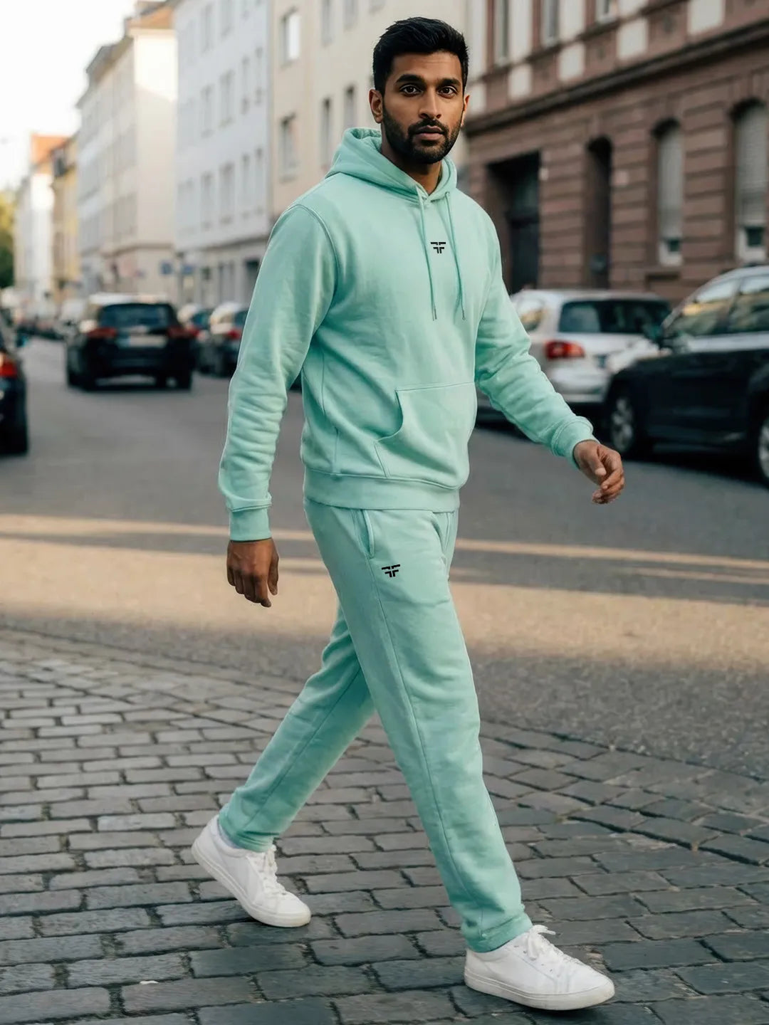|| MINT GREEN STRAIGHT THERMAL CO-ORD SET (HOODIE & STRAIGHT FIT TRACKS COMBO) ||