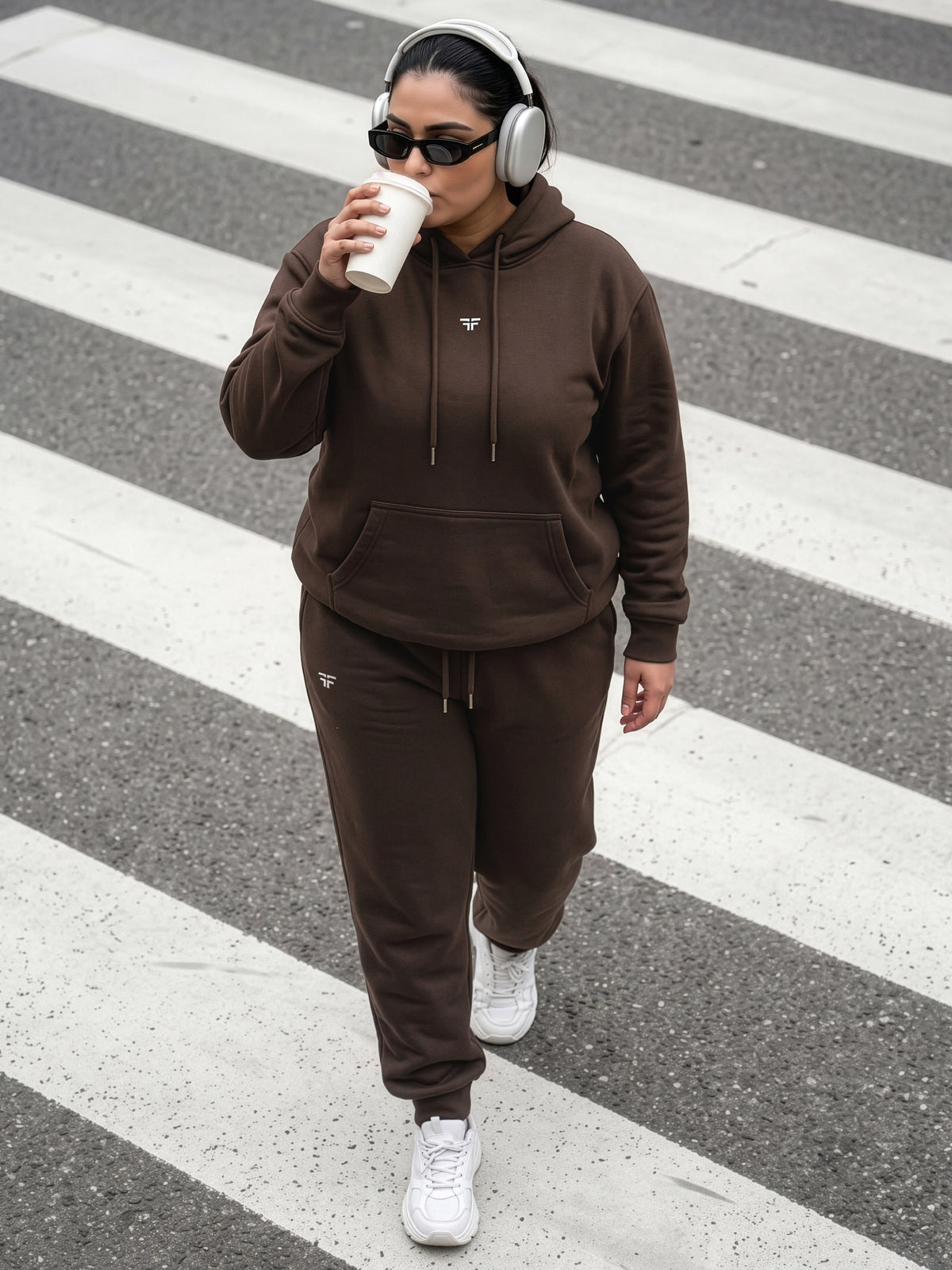 Coffee Brown Thermal Co-ord Set (Hoodie and Jogger Combo)