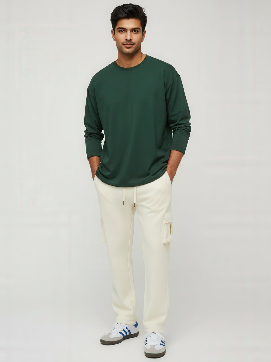 Cream Cargo Joggers w/ 4 Pockets