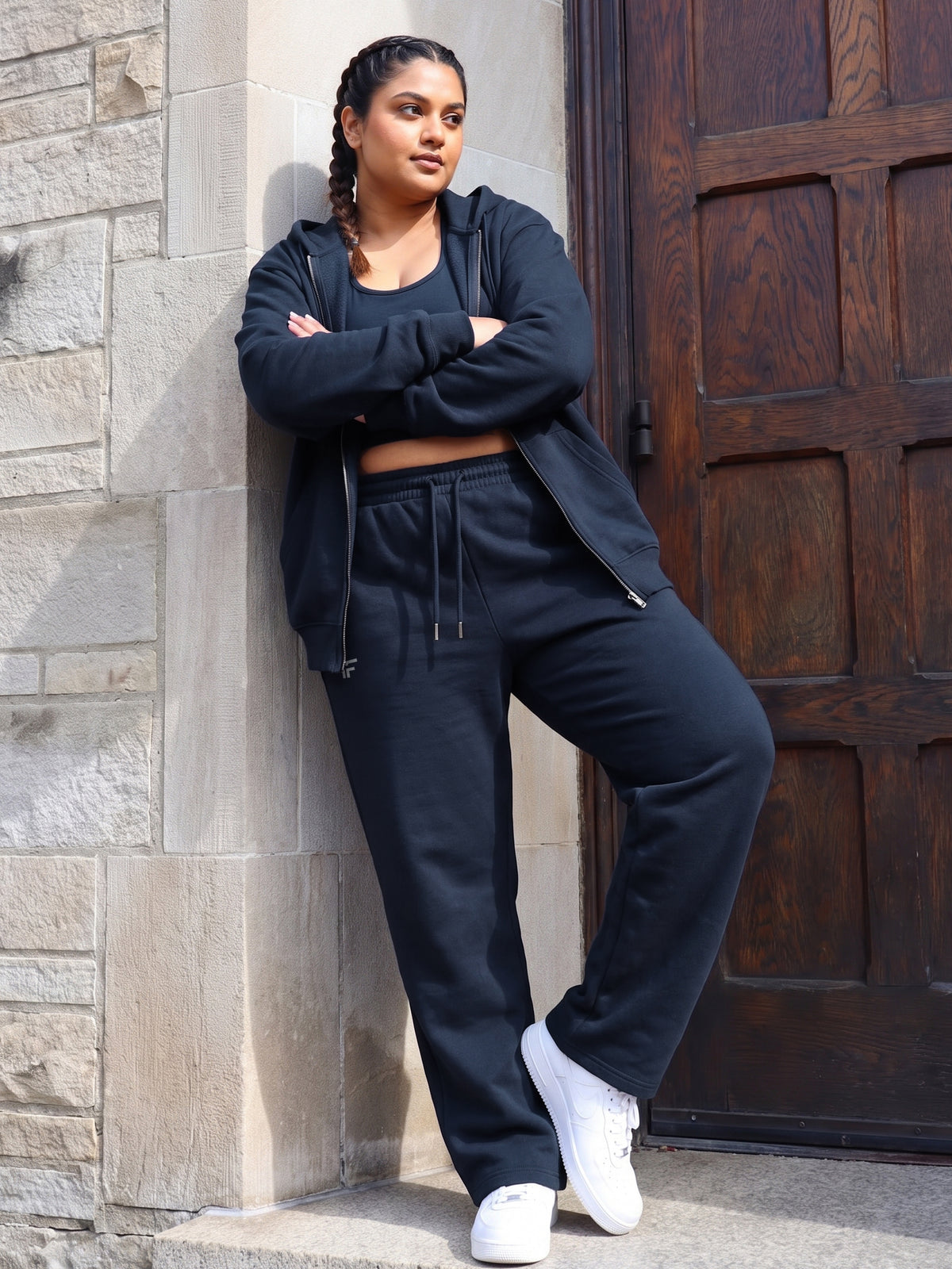 Navy Fleece Straight Joggers