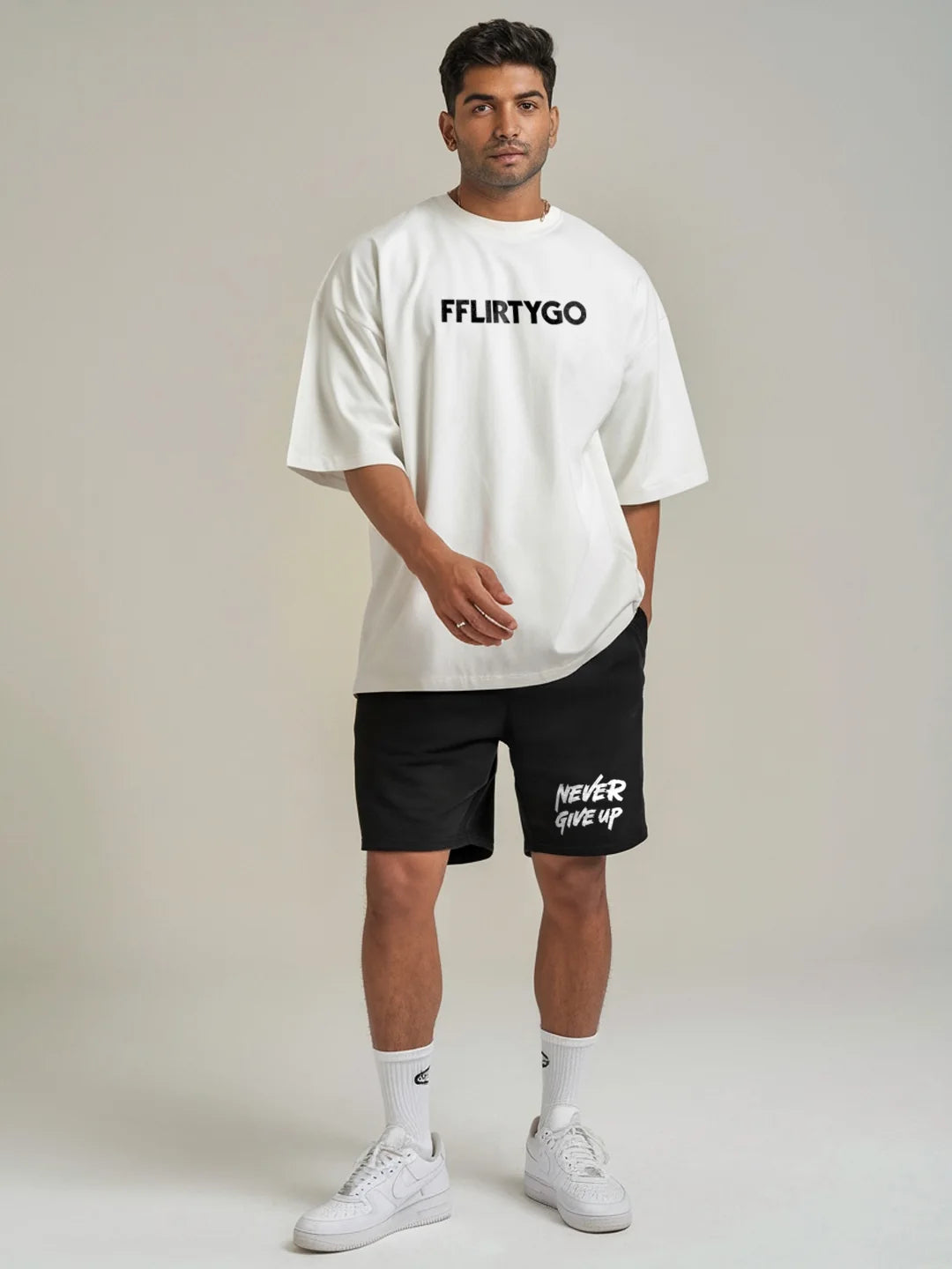 Never Give Up Cotton Mens Shorts