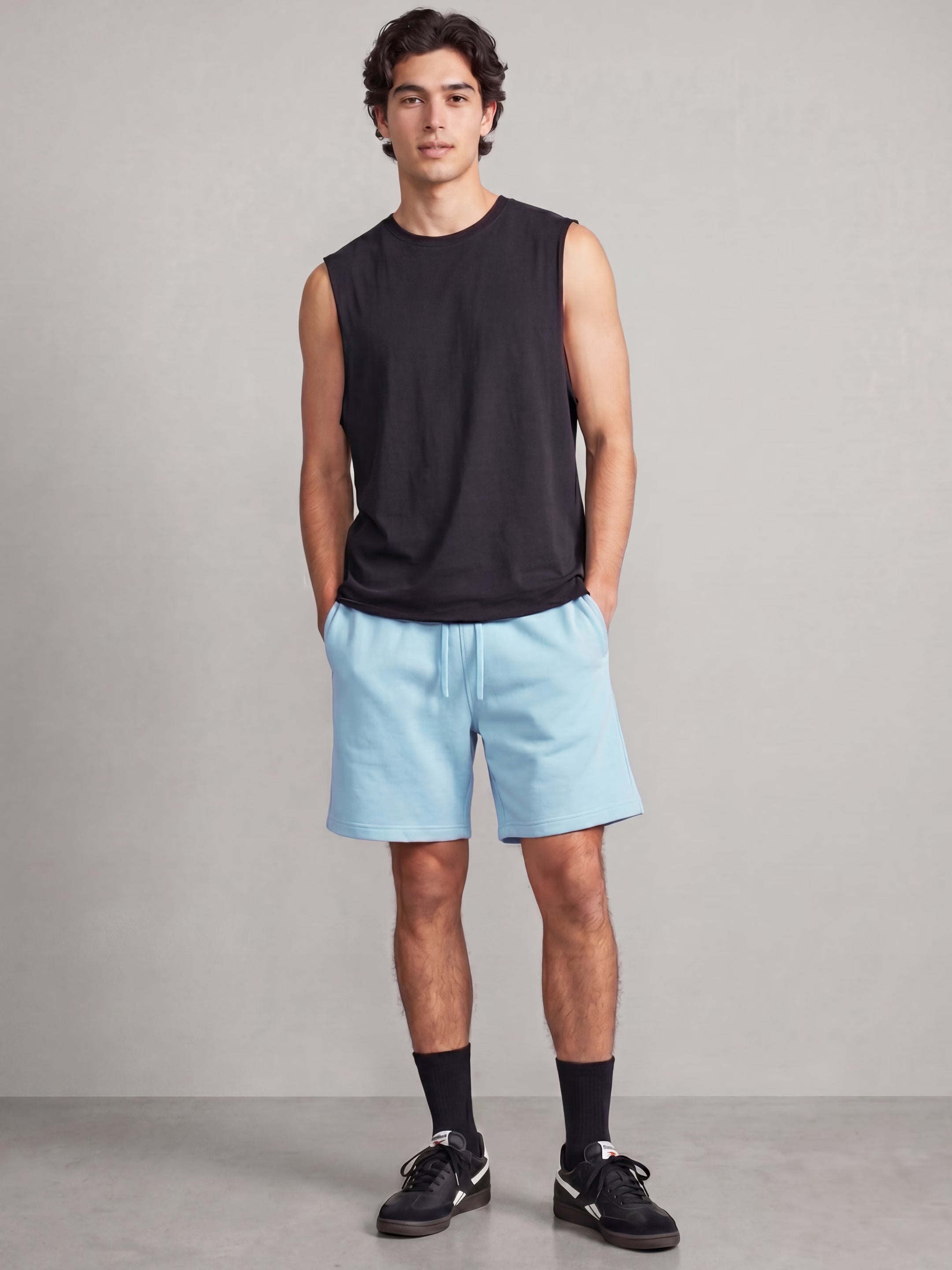 Light Blue Cotton Men's Shorts