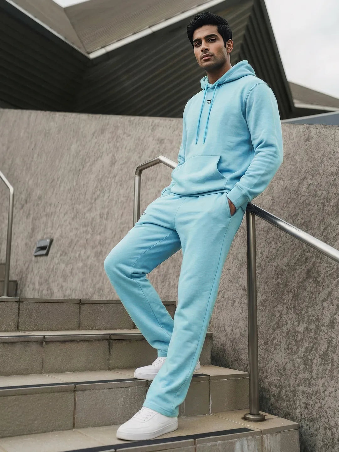 || SKY BLUE STRAIGHT THERMAL CO-ORD SET (HOODIE & STRAIGHT FIT TRACKS COMBO) ||