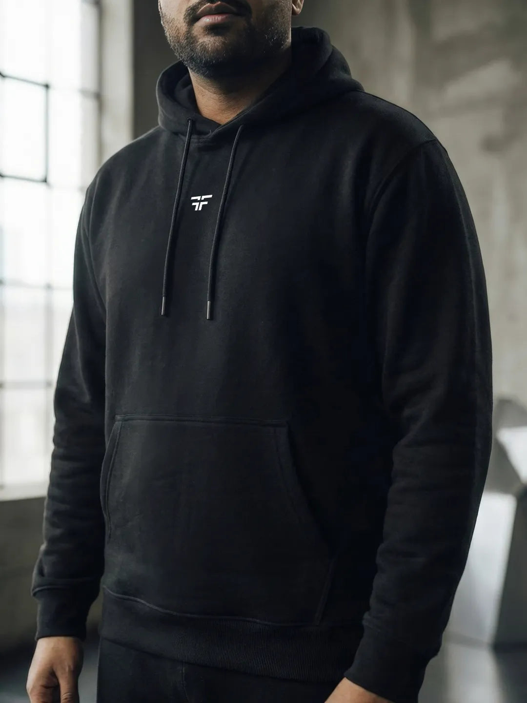 || BLACK STRAIGHT THERMAL CO-ORD SET (HOODIE & STRAIGHT FIT TRACKS COMBO) ||