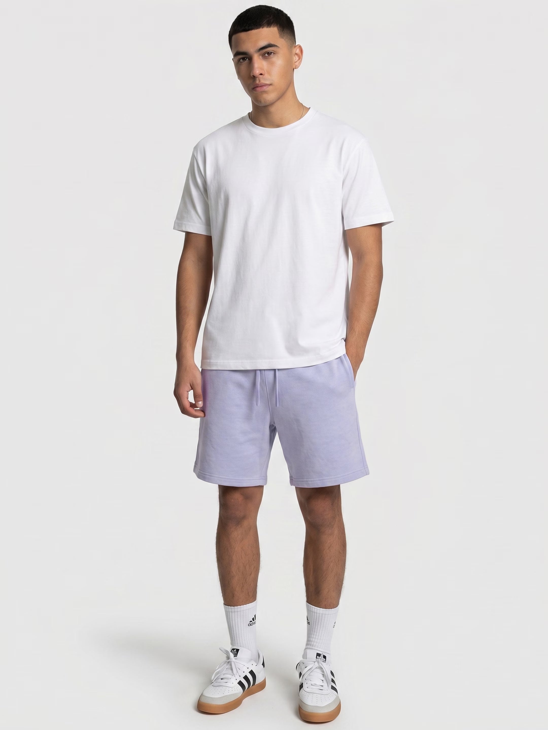 Light Purple Cotton Men's Shorts