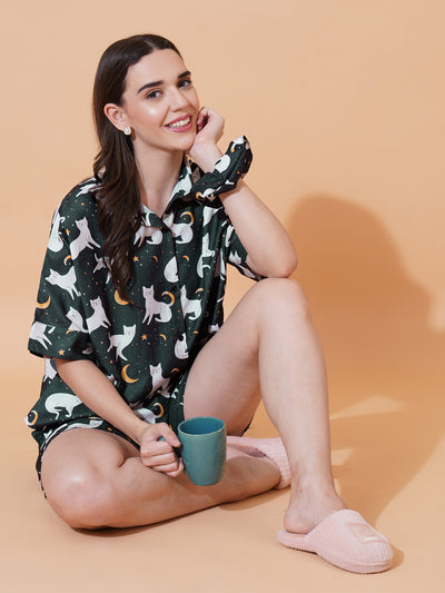 Moonlight Meow Shorts And Shirt Set