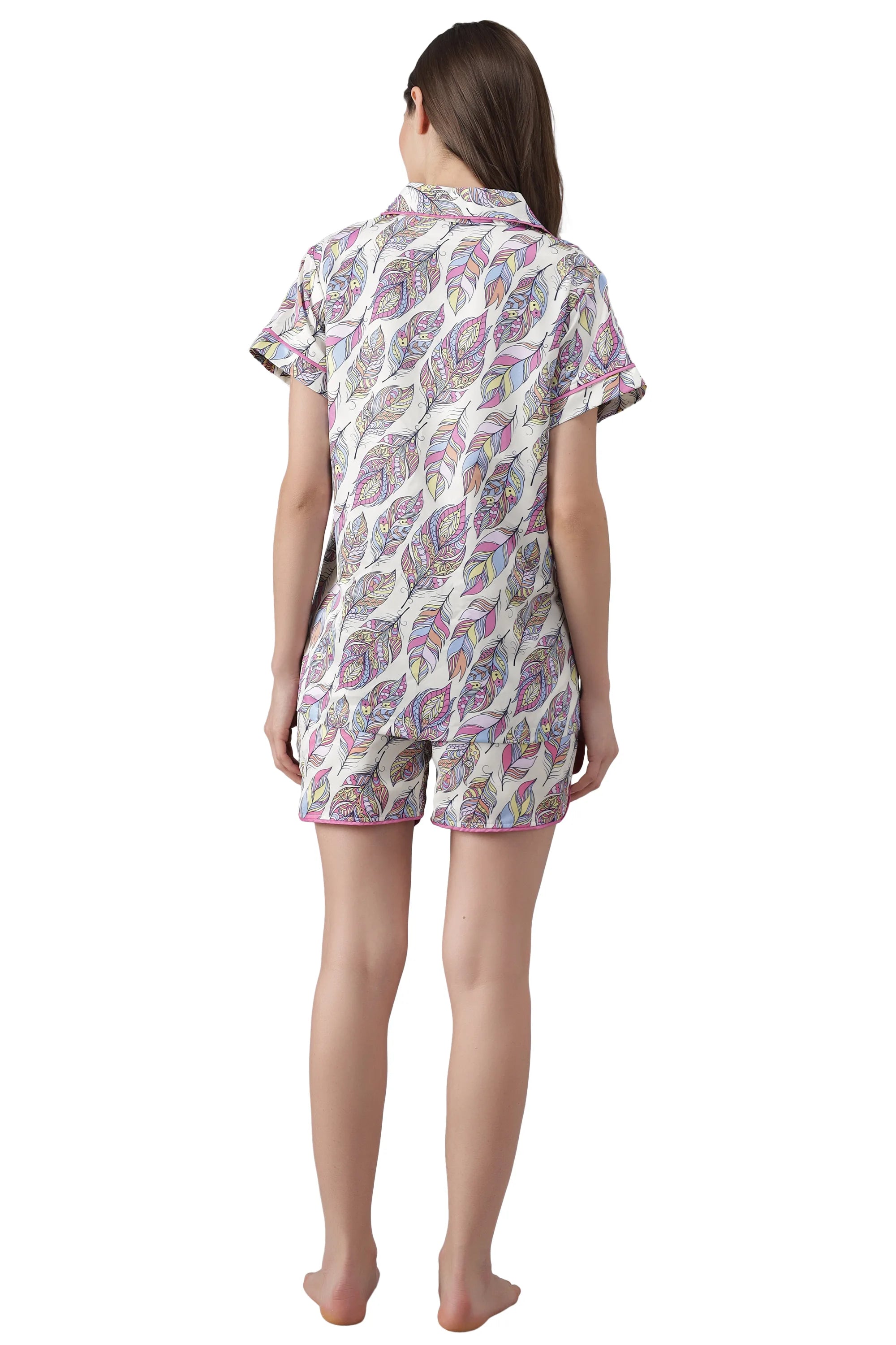 Feathers All Over Printed Short Set