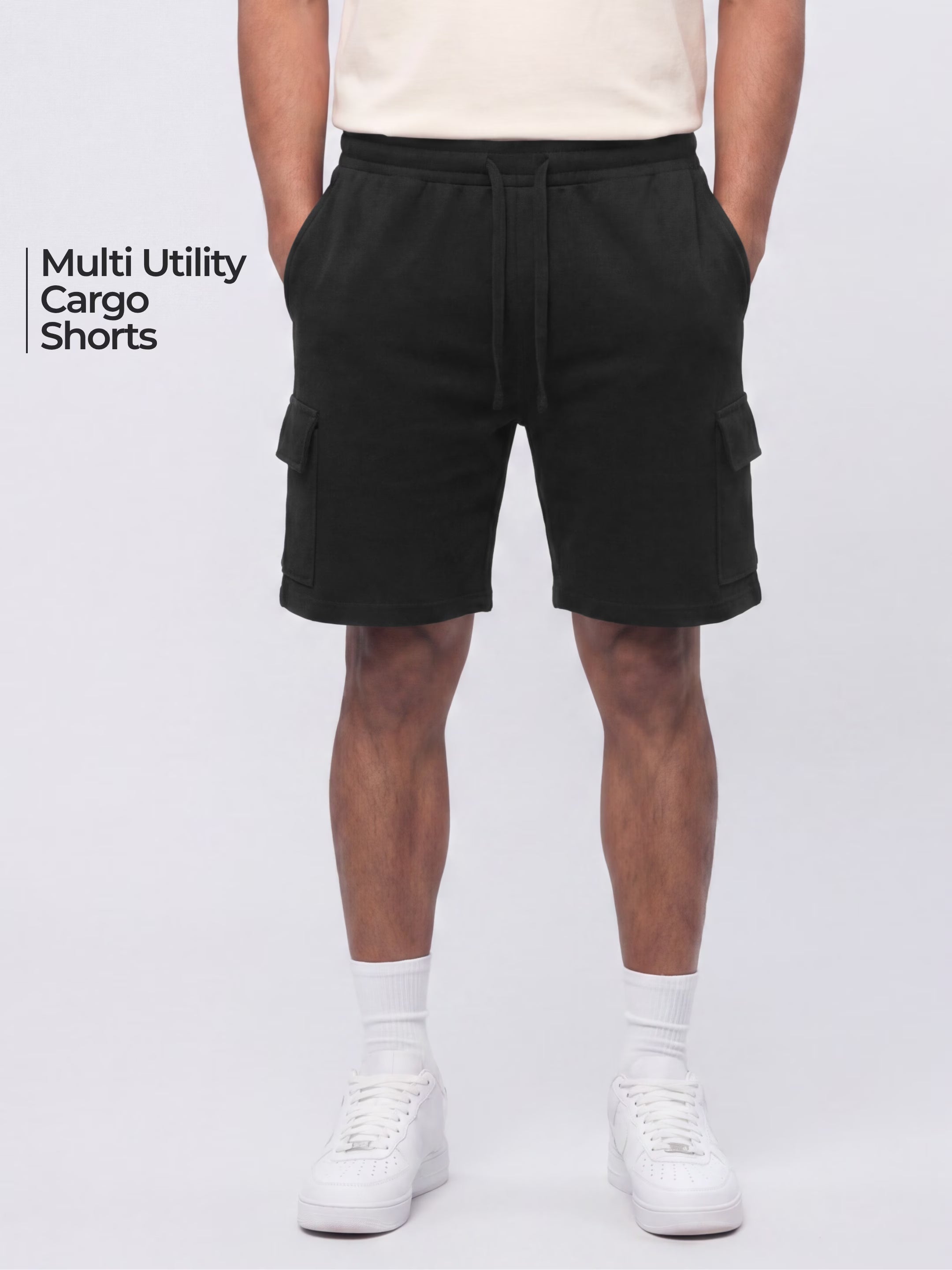 Black Cargo Cotton Men's Shorts