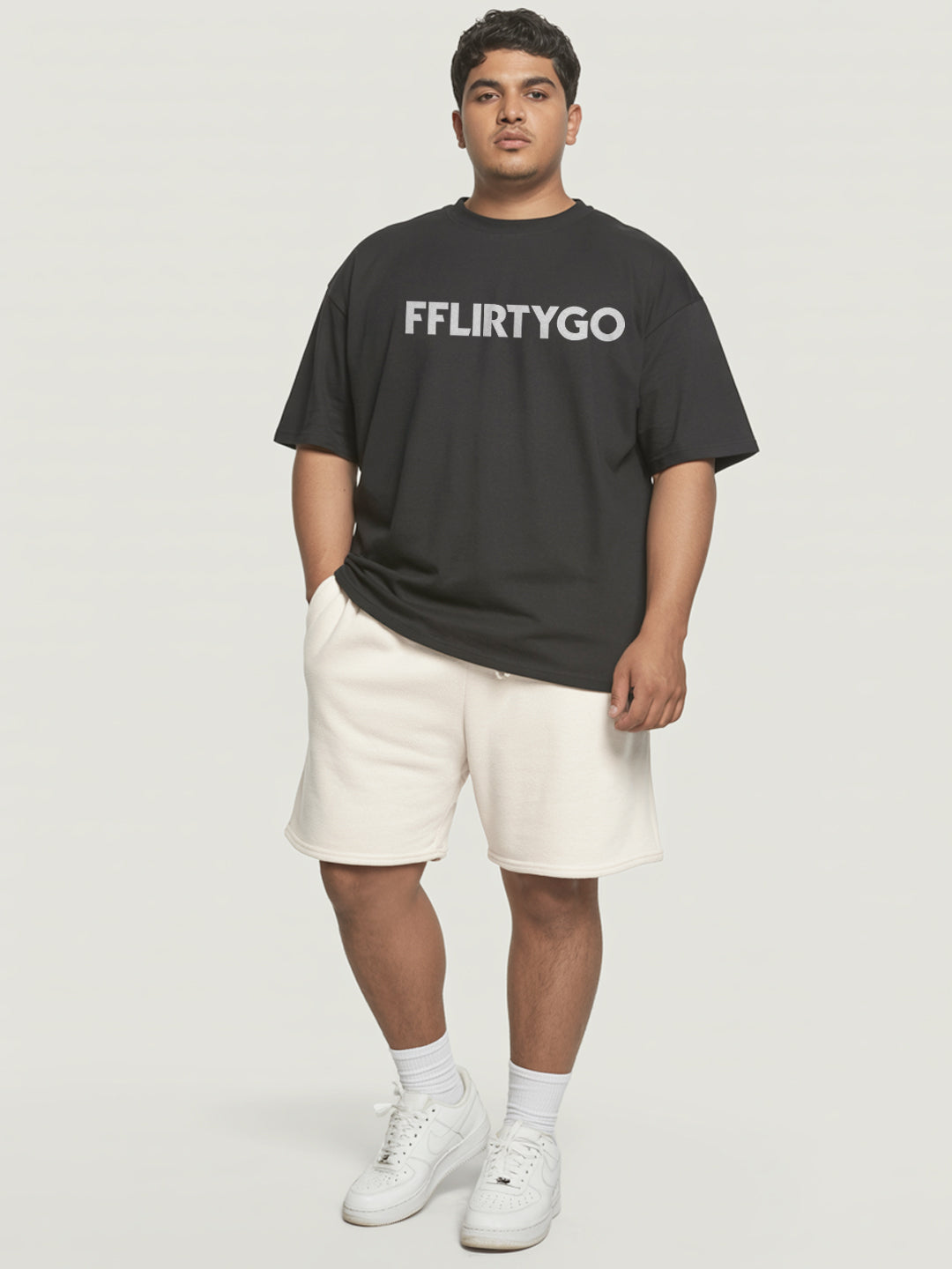 Off White Cotton Mens Shorts