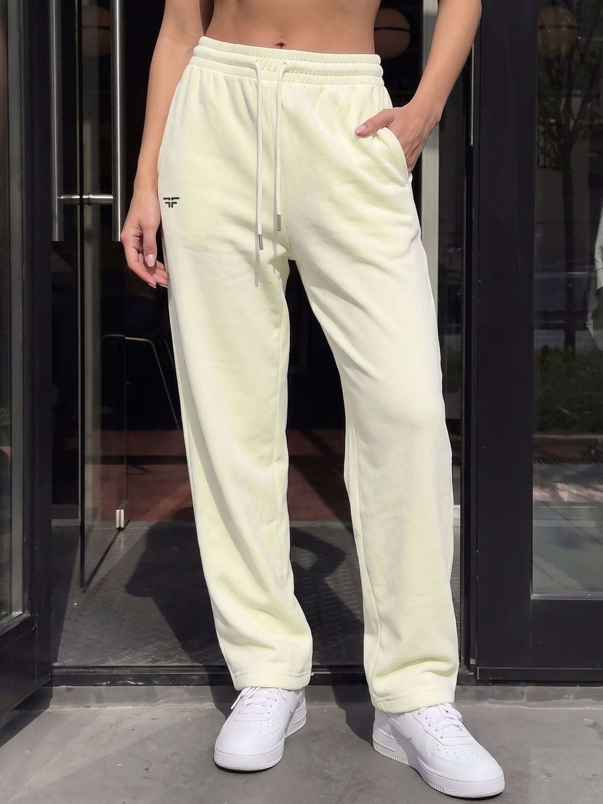 Cream Fleece Straight Joggers