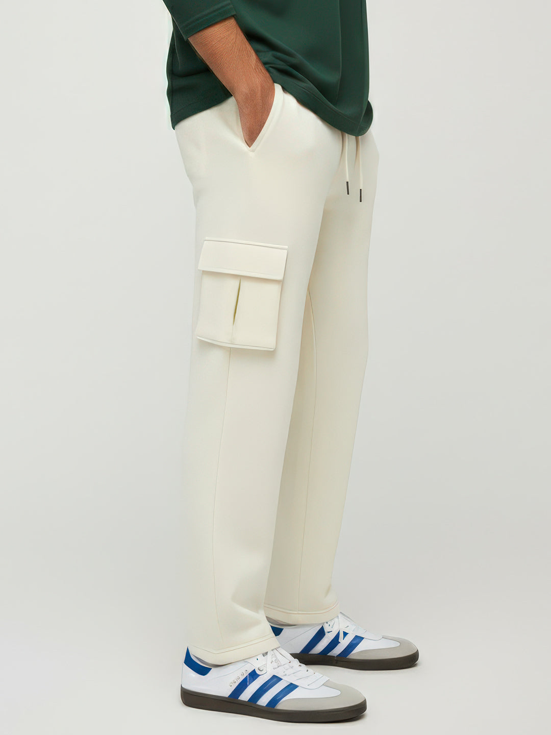 Cream Cargo Joggers w/ 4 Pockets