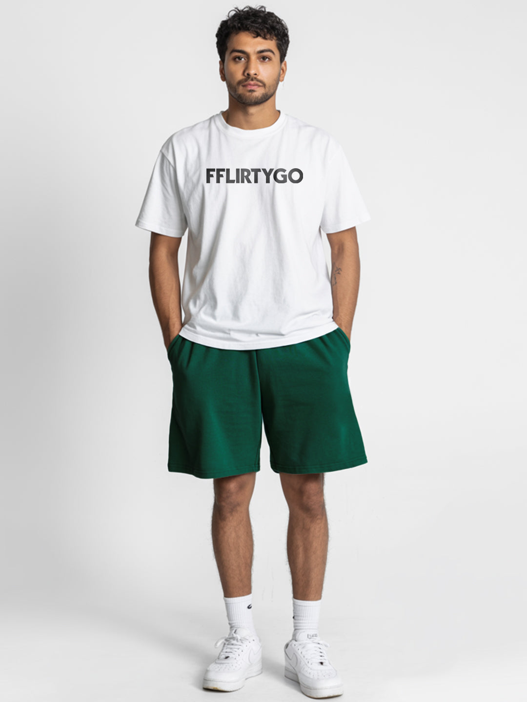 Green Cotton Mens Shorts