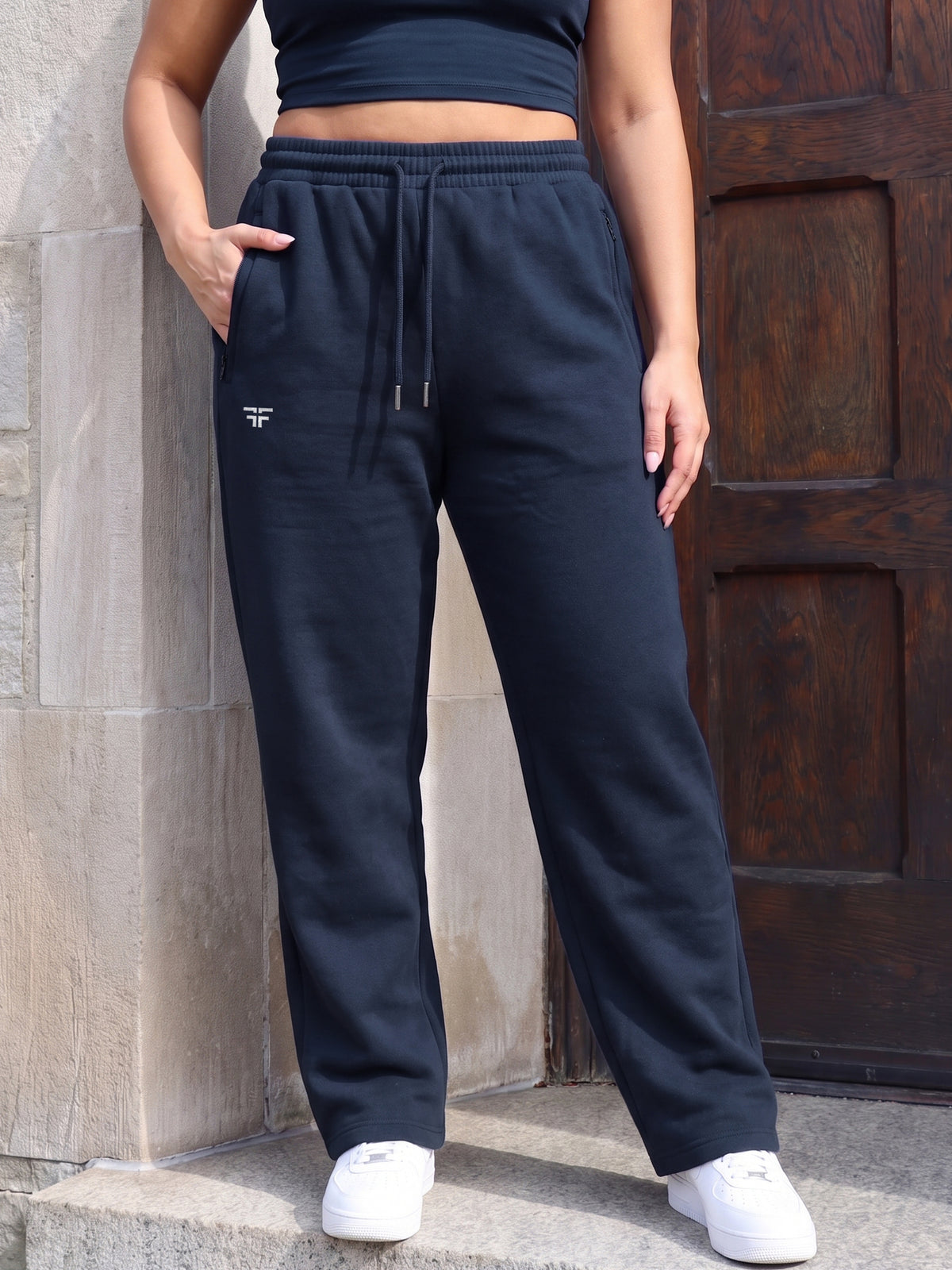 Navy Fleece Straight Joggers