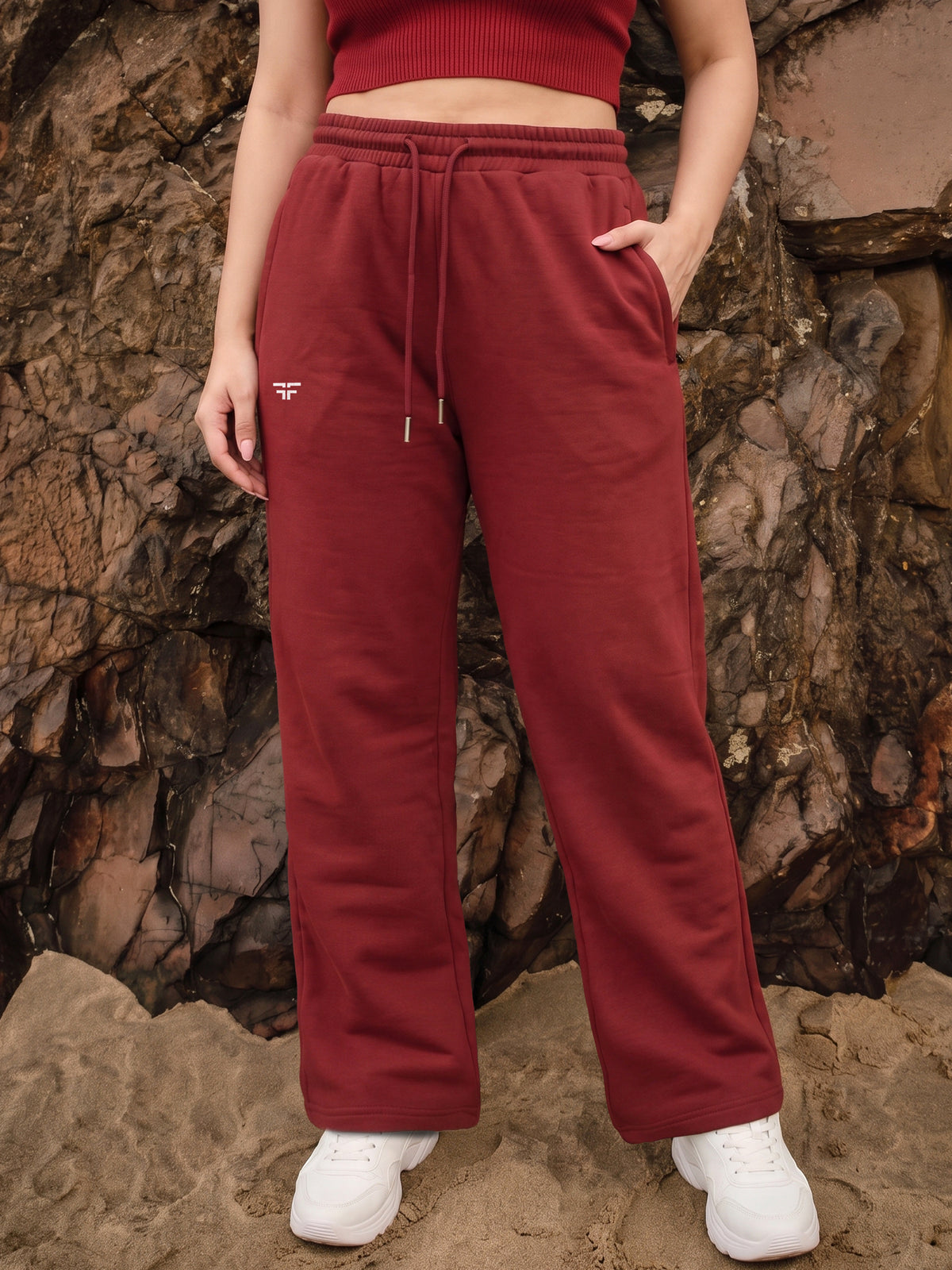 Red Fleece Straight Joggers