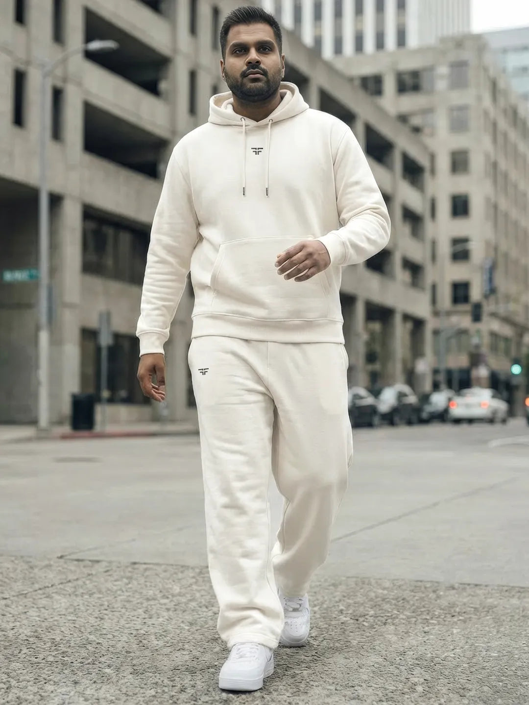 || OFF-WHITE STRAIGHT THERMAL CO-ORD SET (HOODIE & STRAIGHT FIT TRACKS COMBO) ||