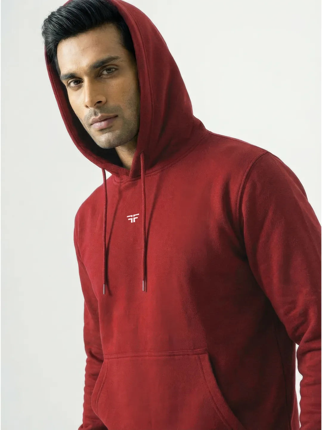|| DEEP RED STRAIGHT THERMAL CO-ORD SET (HOODIE & STRAIGHT FIT TRACKS COMBO) ||