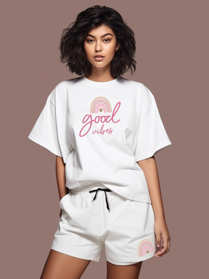 Good Vibes Cotton Girls T Shirt and Short Set