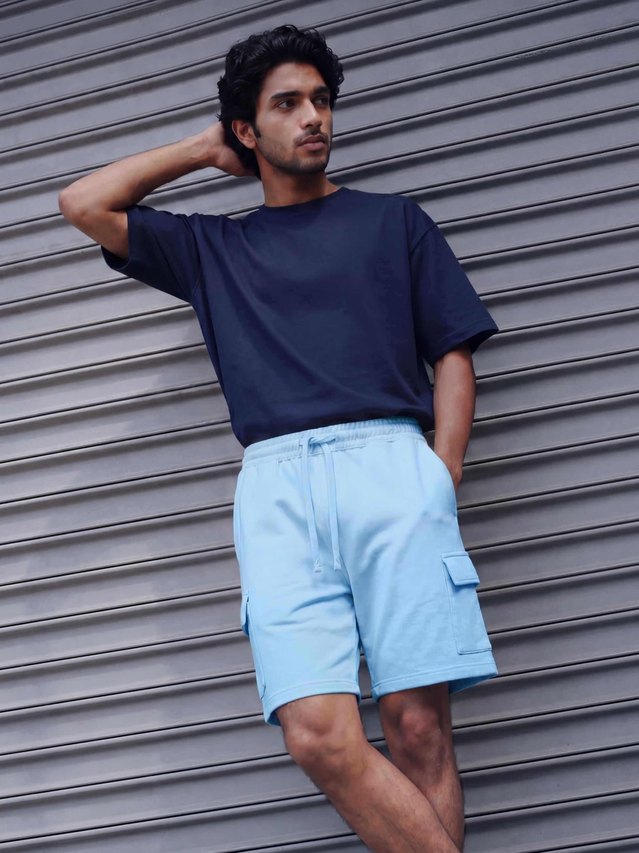 Sky Blue Cargo Cotton Men's Shorts