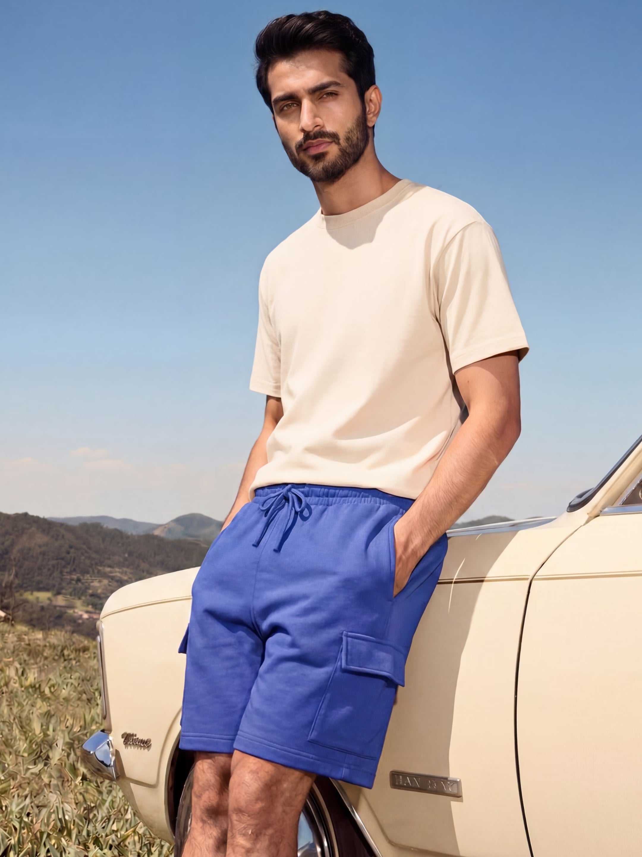 Royal Blue Cargo Cotton Men's Shorts
