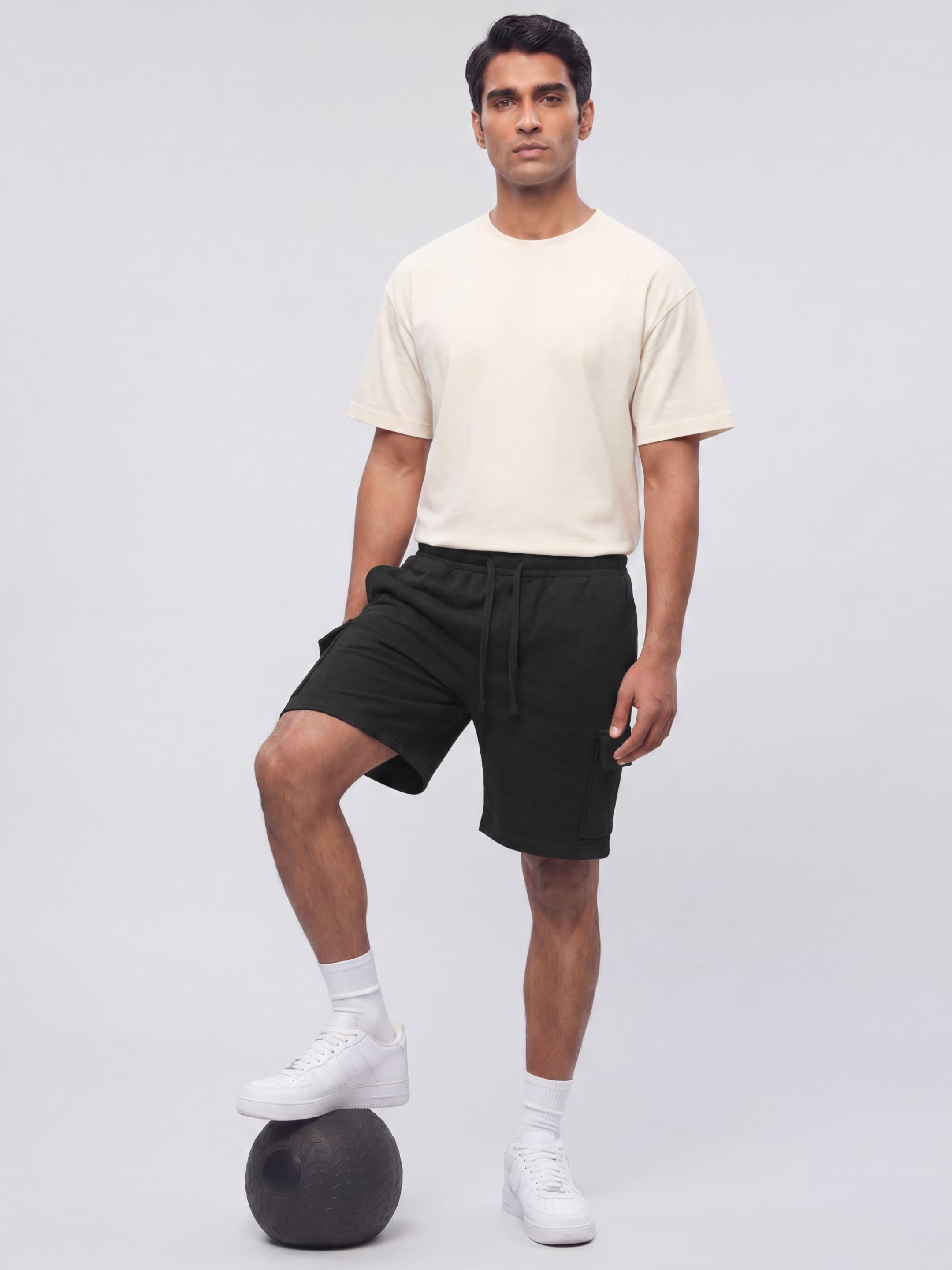 Black Cargo Cotton Men's Shorts