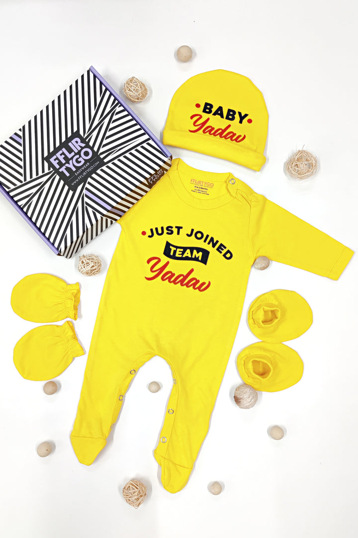 Sunshine Arrival: Personalized Newborn Baby Gift Set in Yellow