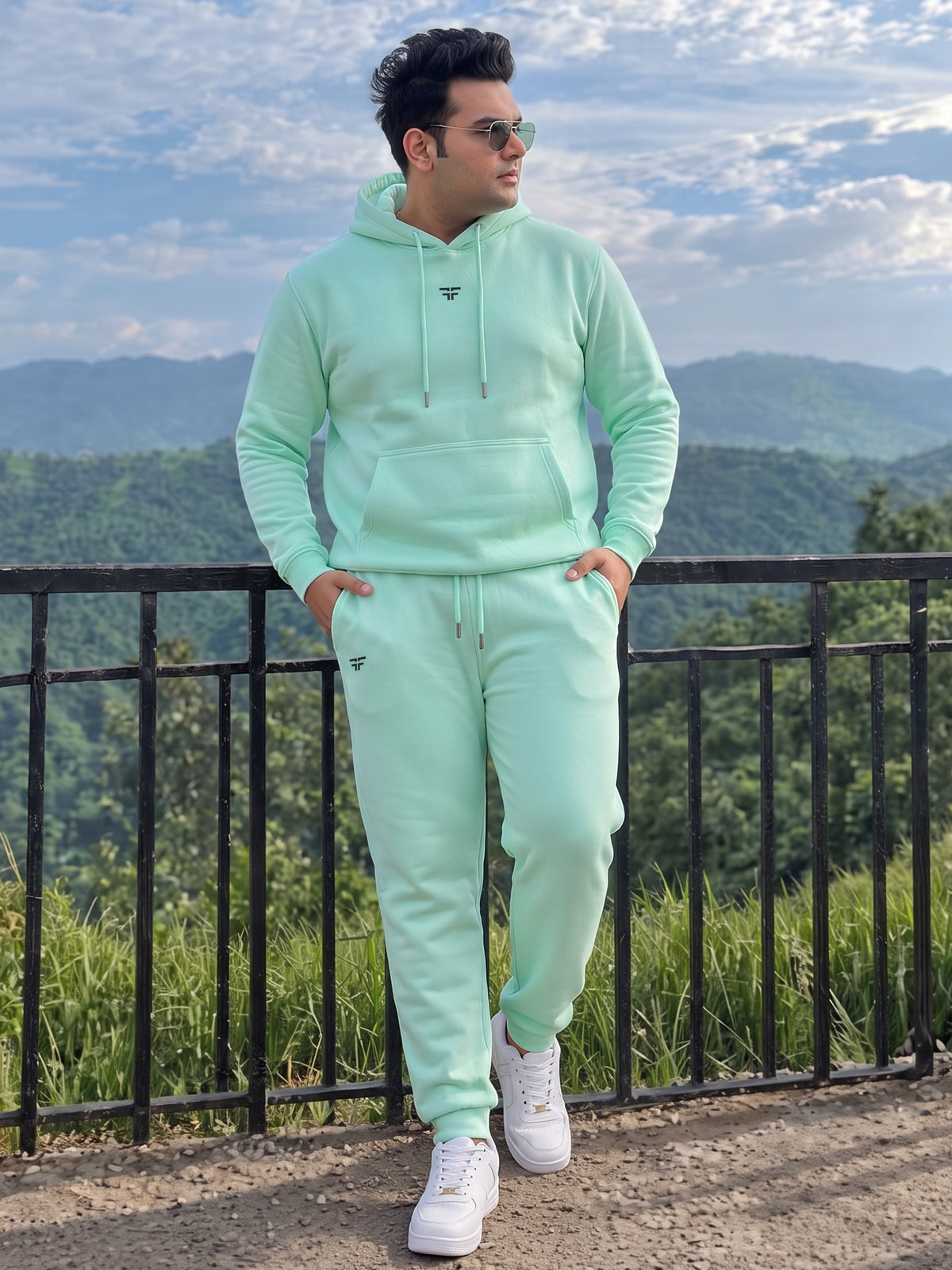 || MINT GREEN THERMAL CO-ORD SET (HOODIE AND JOGGER COMBO) ||