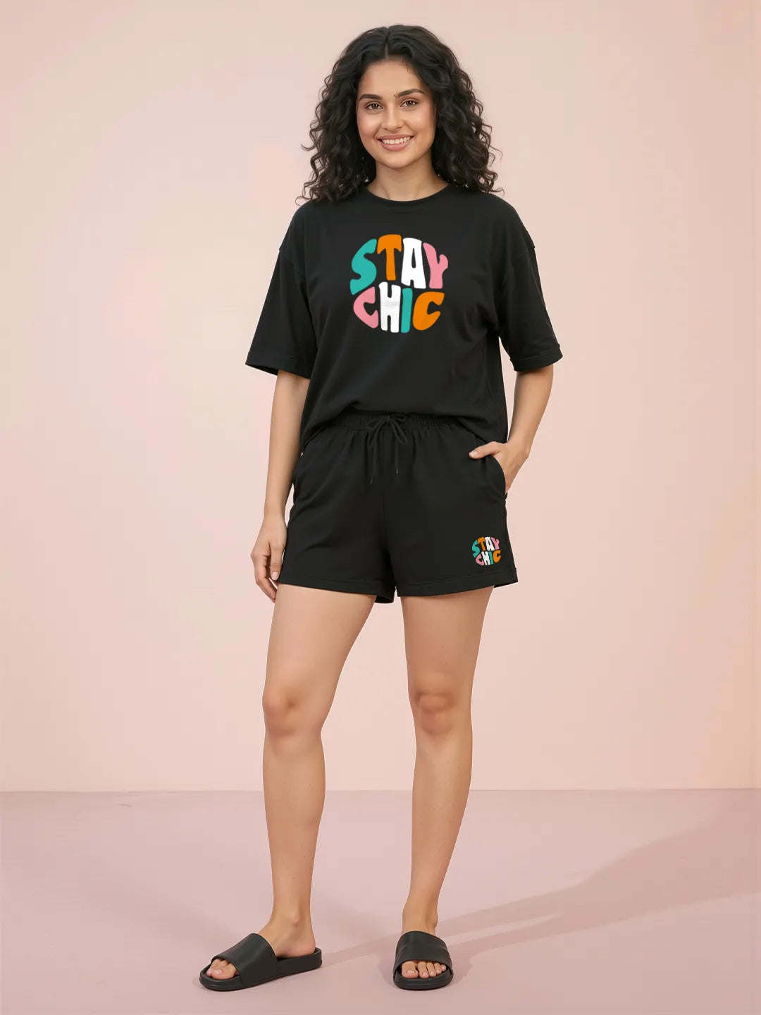 Stay Chic Cotton Girls T Shirt and Shorts Combo Set