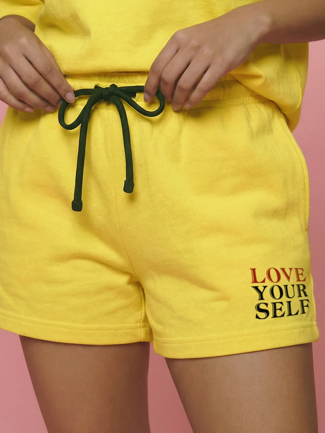 Love Your Self Always & Forever Cotton Women's T Shirt and Shorts Combo Set