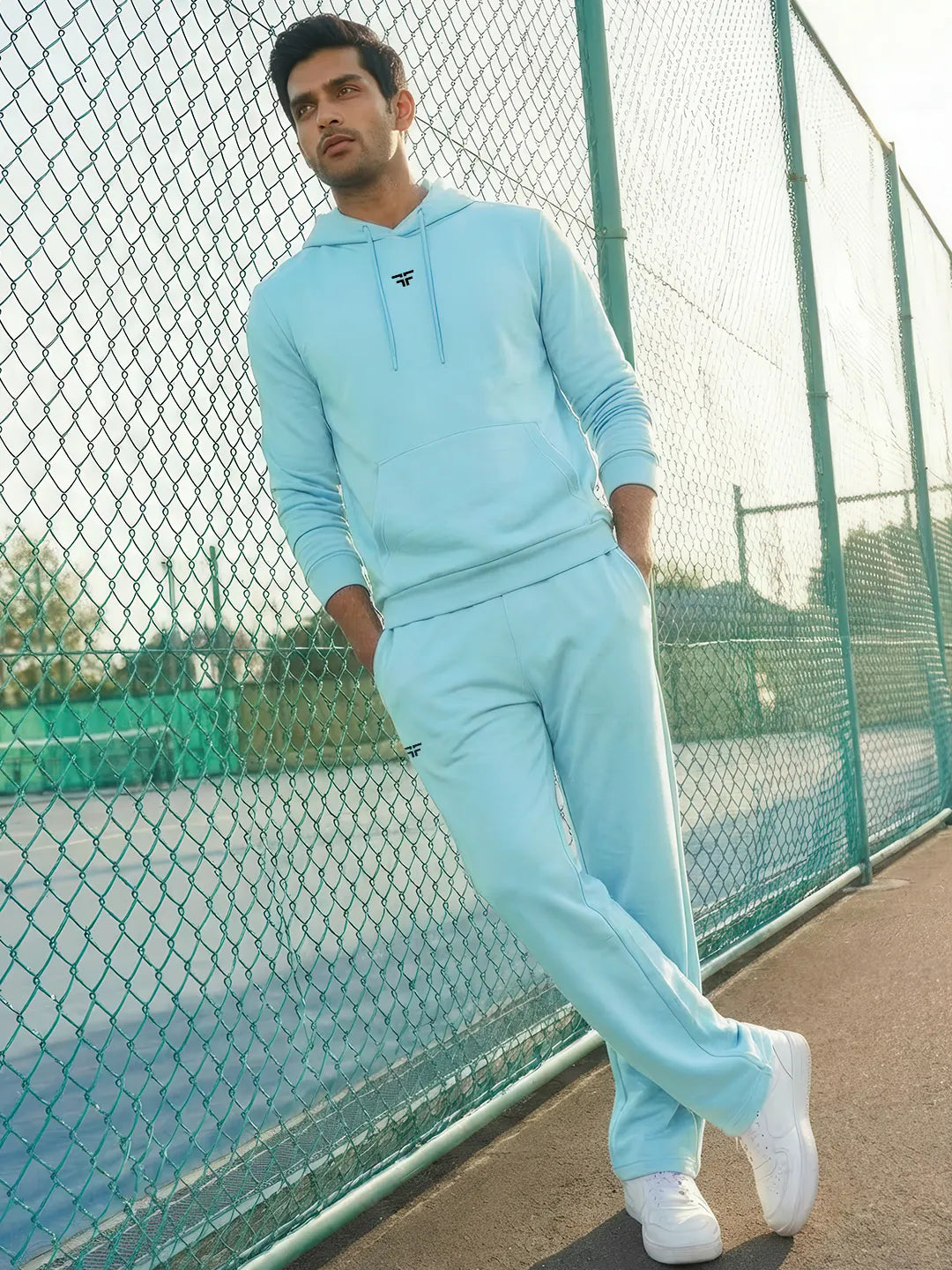 || SKY BLUE STRAIGHT THERMAL CO-ORD SET (HOODIE & STRAIGHT FIT TRACKS COMBO) ||