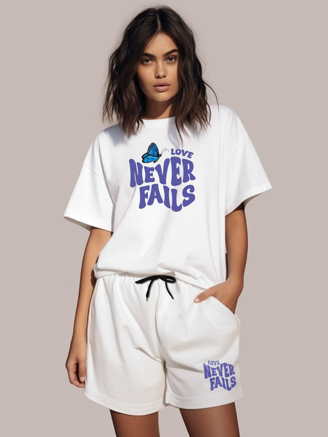 Love Never Fails Cotton Girls T Shirt and Short Set