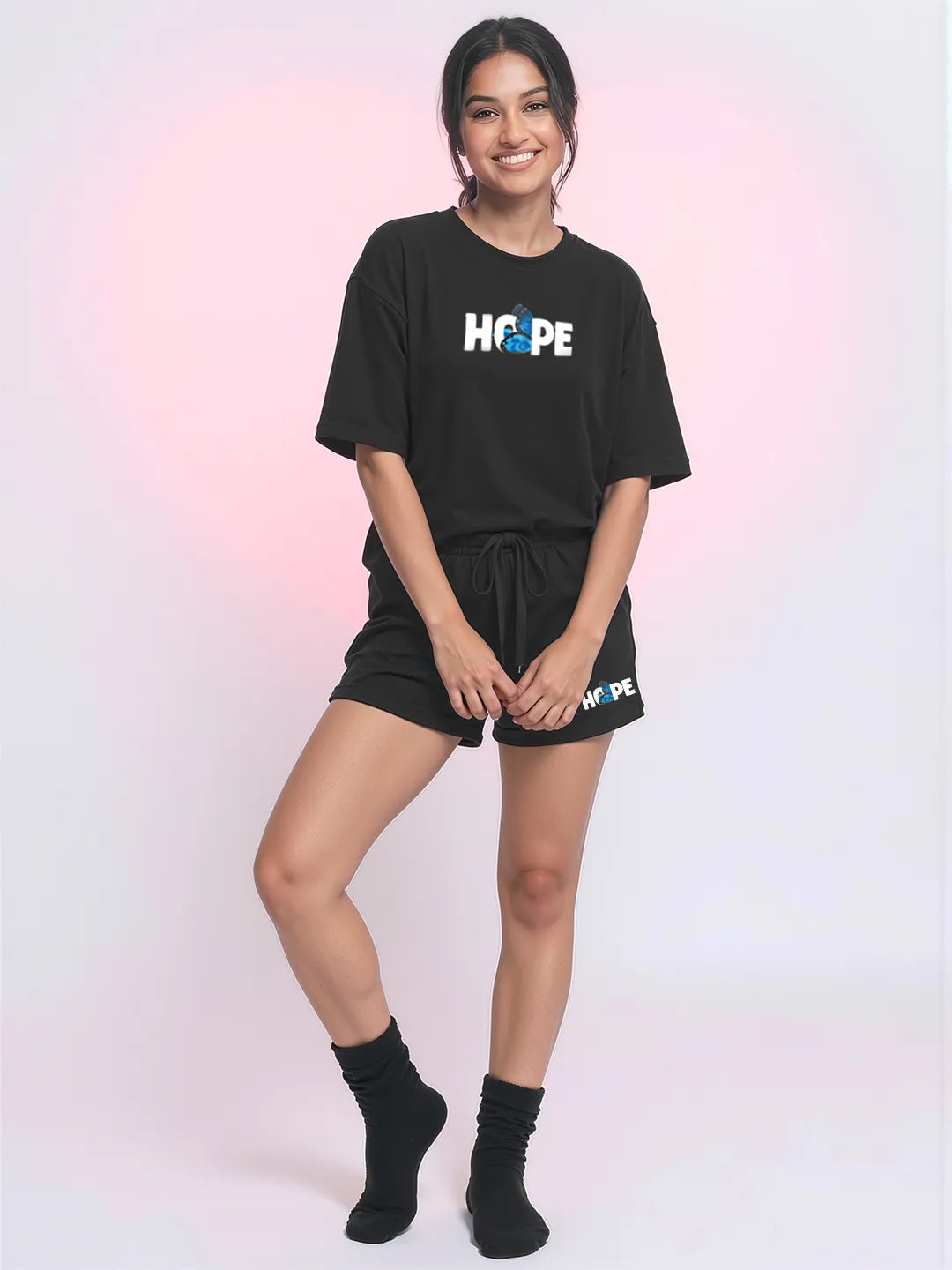 Hope Cotton Women's T Shirt and Shorts Combo Set