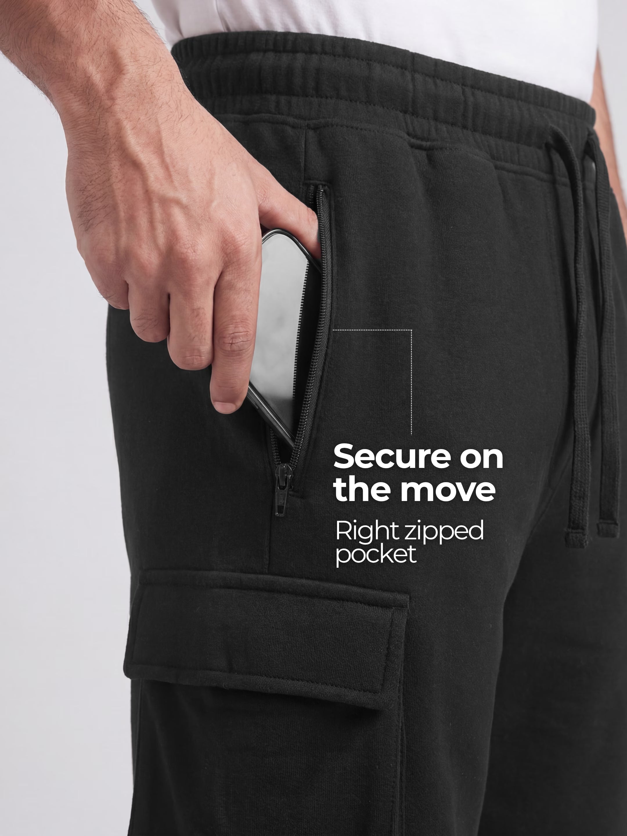 Black Cargo Cotton Men's Shorts