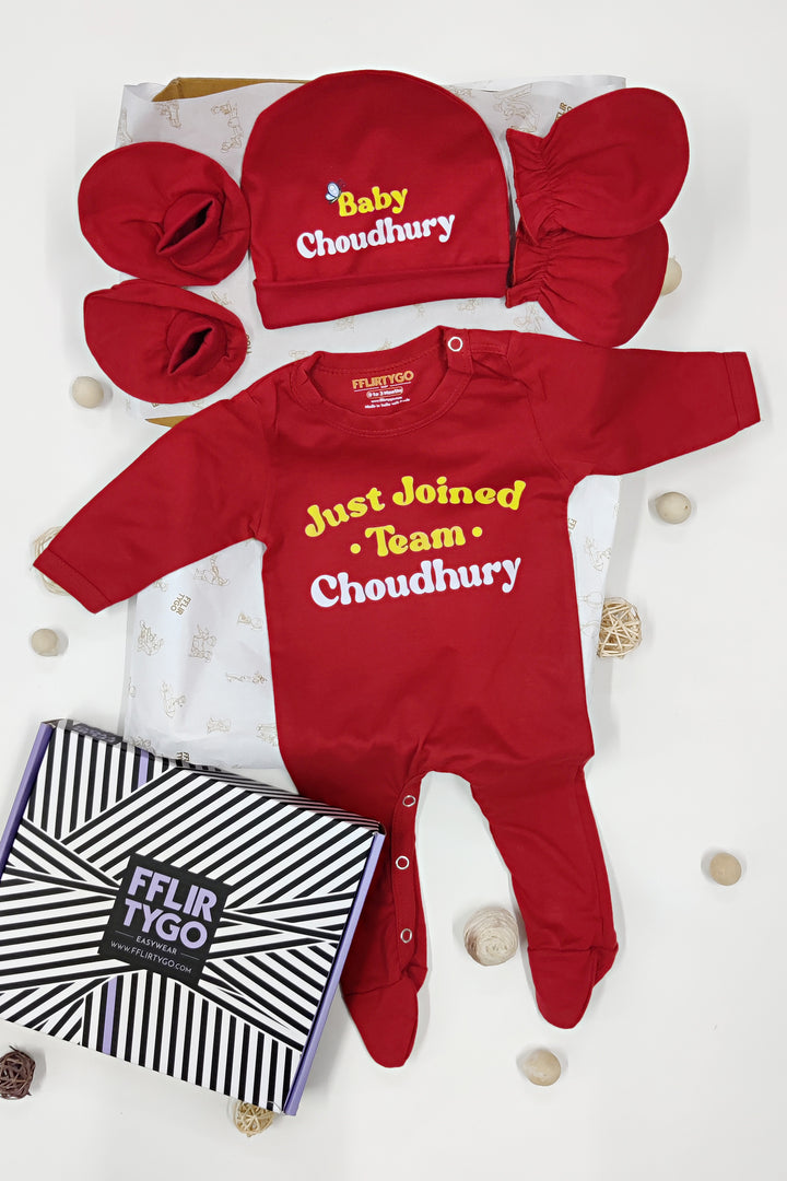 Little Firecracker: Personalized Newborn Baby Gift Set in Red