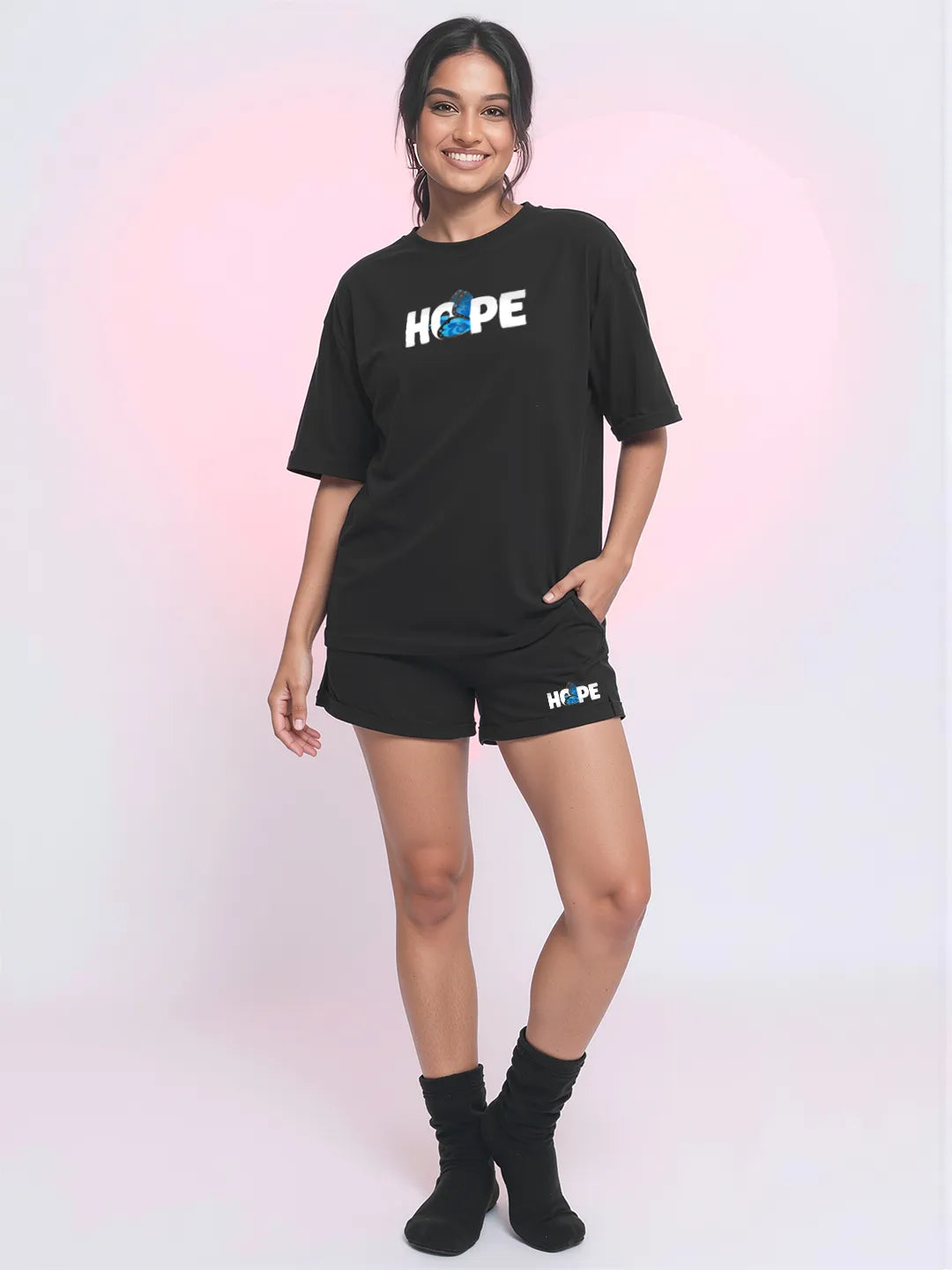 Hope Cotton Women's T Shirt and Shorts Combo Set