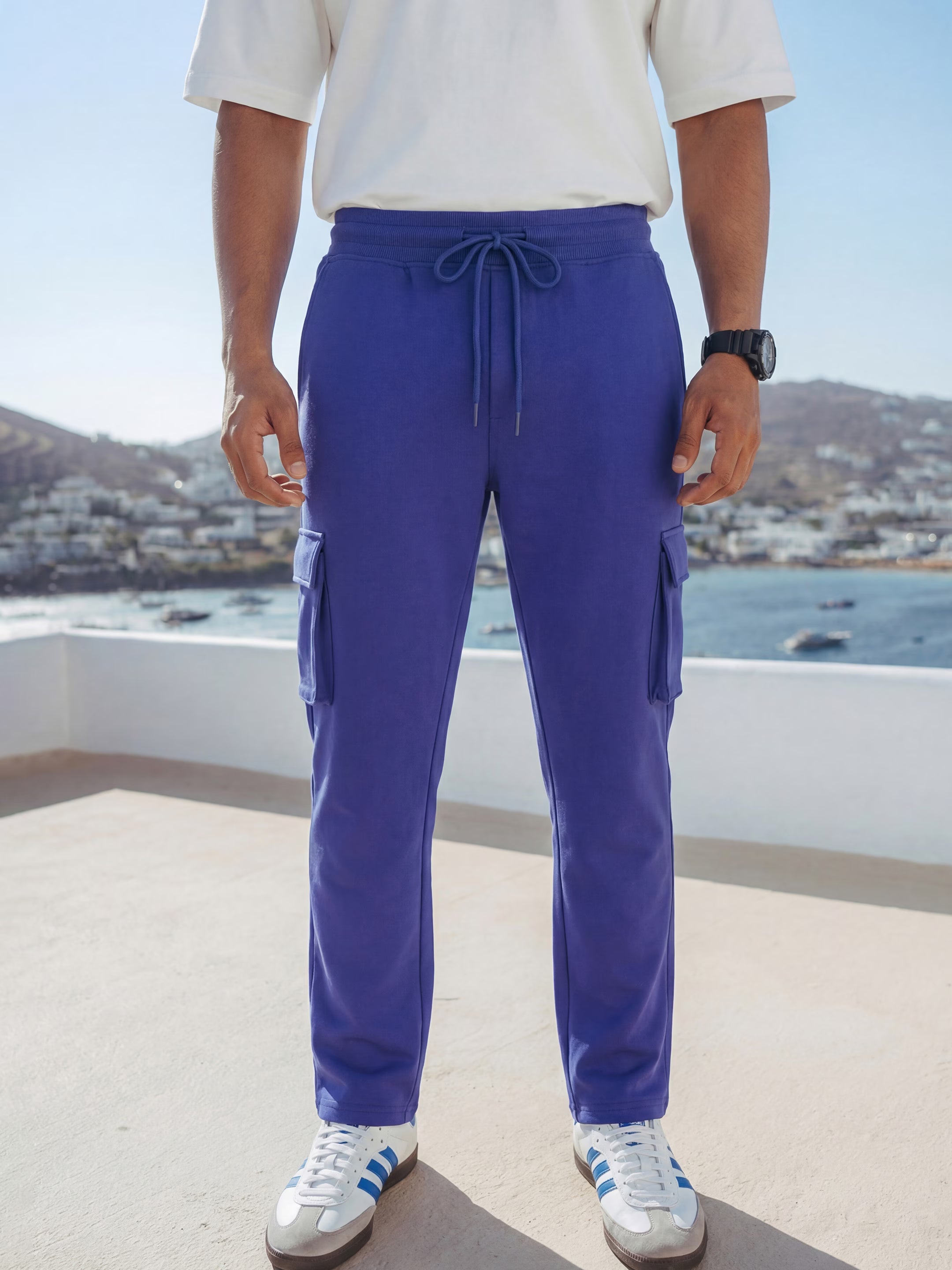 Royal Blue Cargo Joggers w/ 4 Pockets