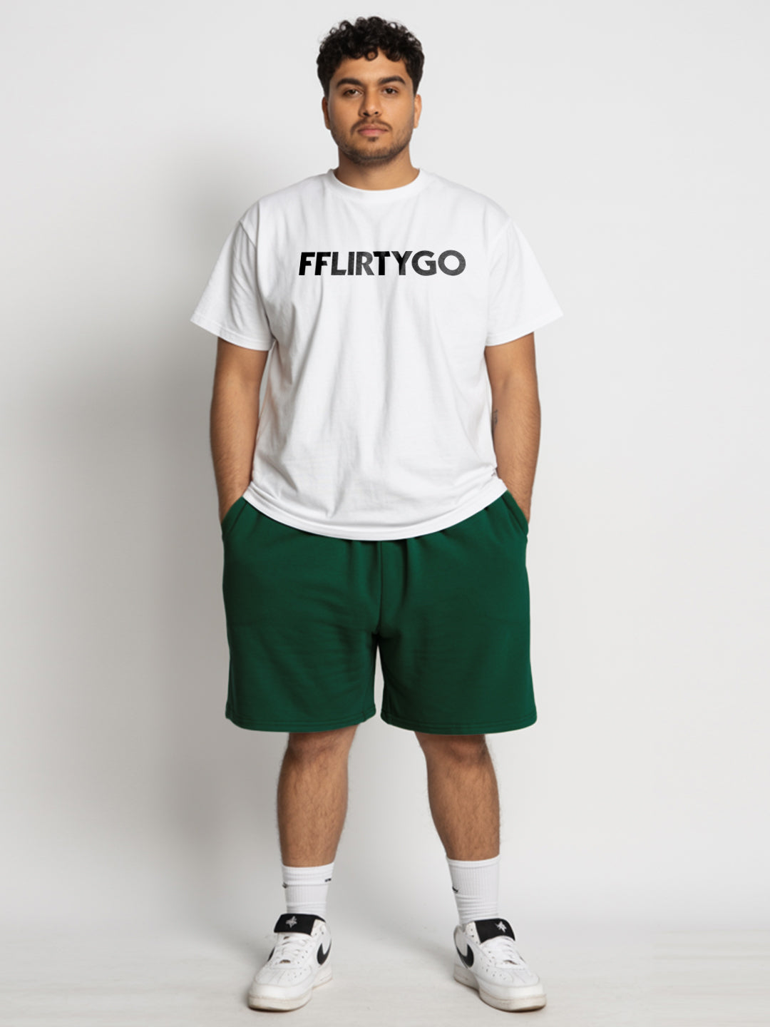 Green Cotton Mens Shorts