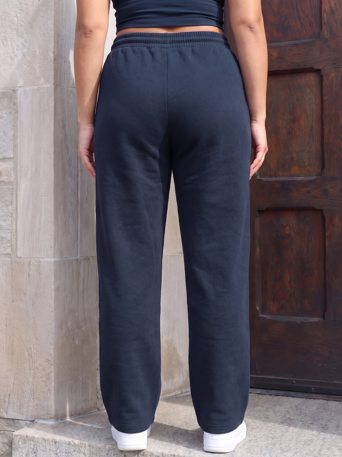 Navy Fleece Straight Joggers