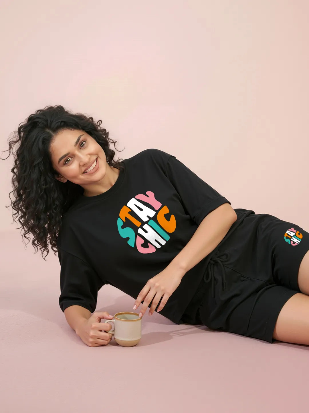 Stay Chic Cotton Girls T Shirt and Shorts Combo Set