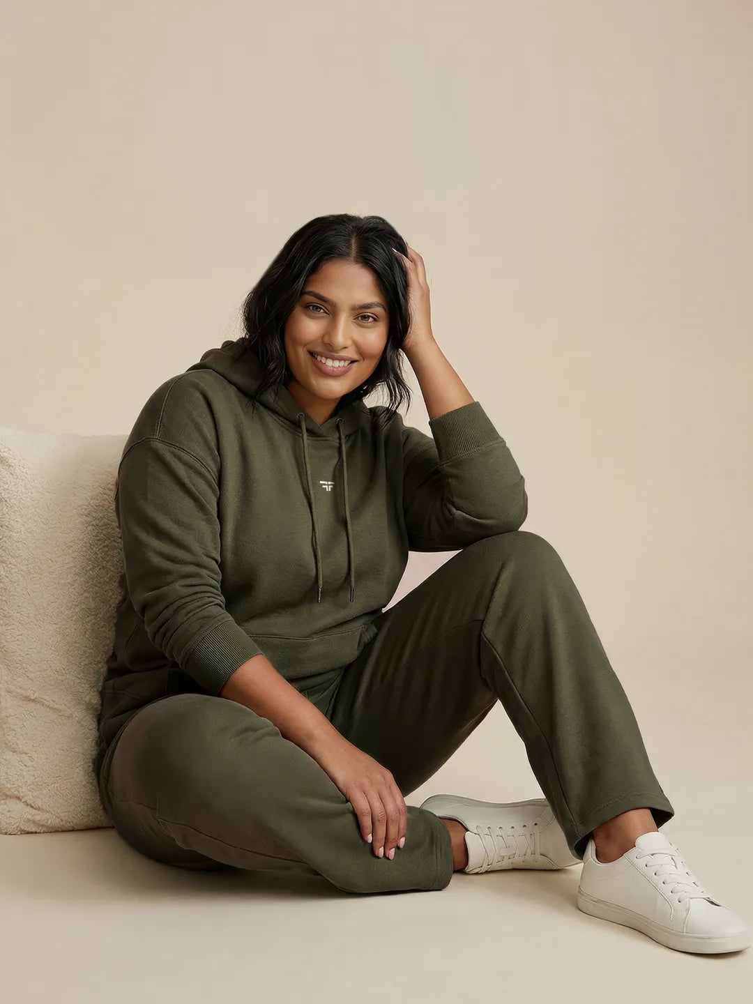 Green Straight Thermal Co-ord Set (Hoodie & Straight Fit Tracks Combo)