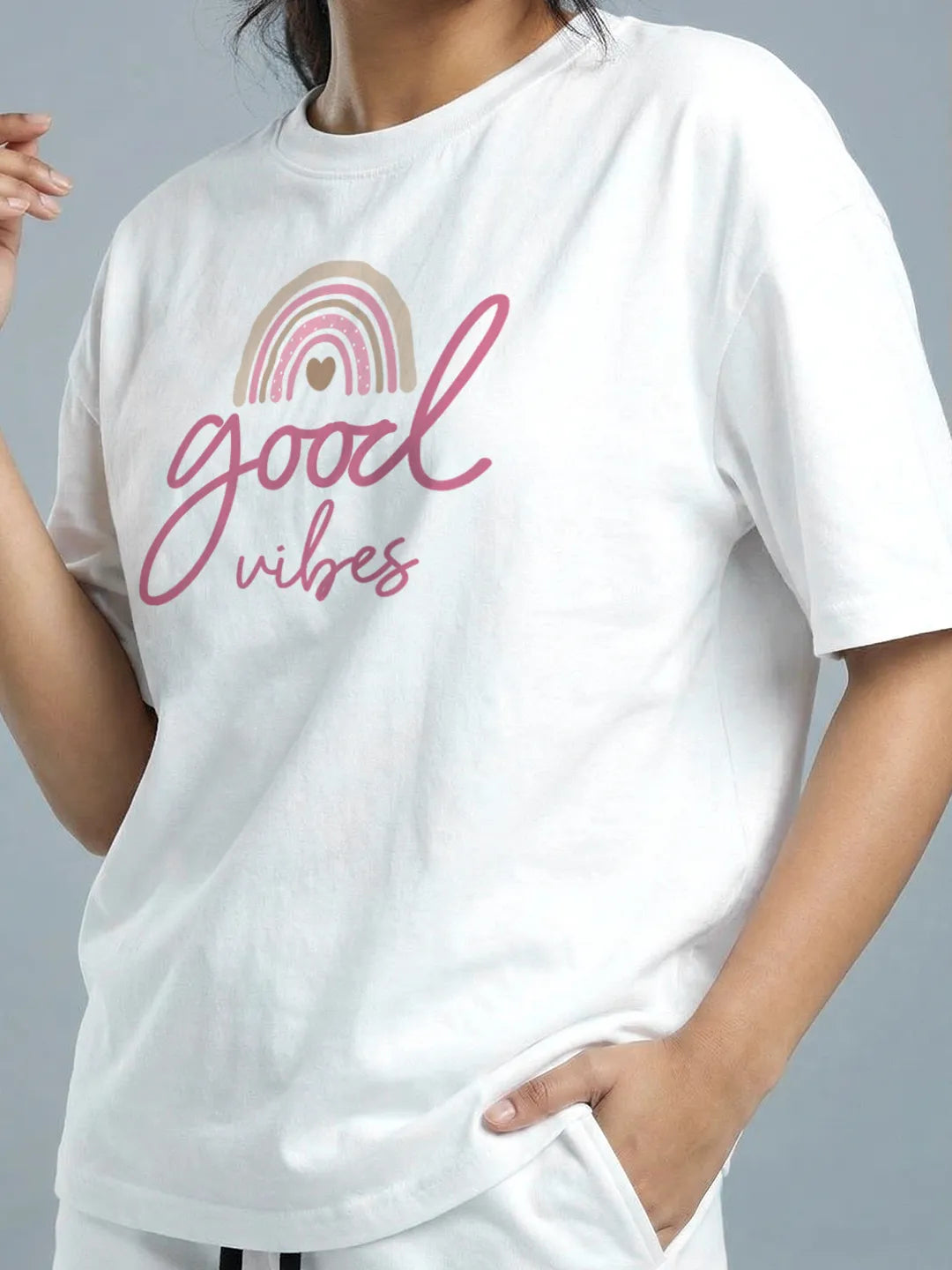 Good Vibes Cotton Girls T Shirt and Shorts Combo Set