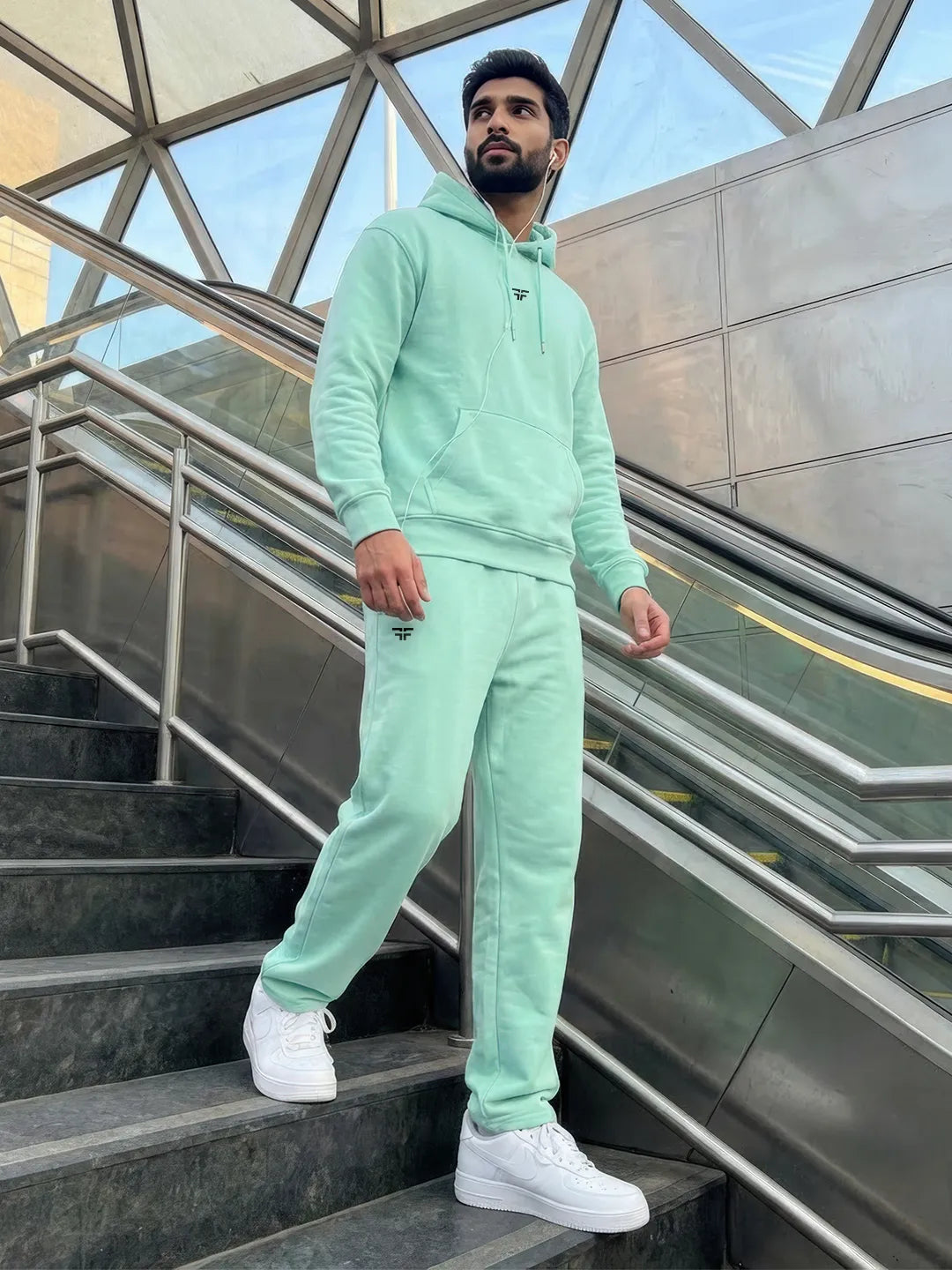 || MINT GREEN STRAIGHT THERMAL CO-ORD SET (HOODIE & STRAIGHT FIT TRACKS COMBO) ||